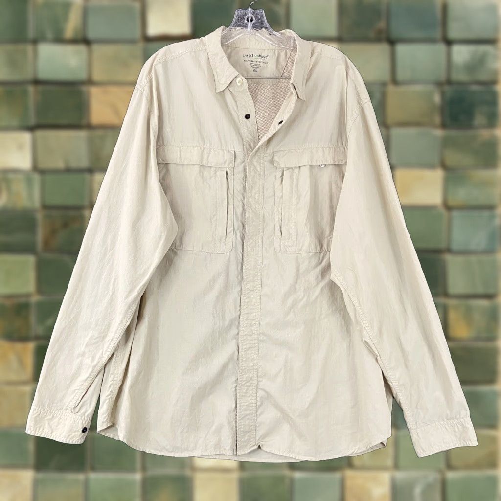 ExOfficio VINTAGE ExOfficio Inset Shield Men’s XL Beige Button-Up Long Sleeve Shirt Adult XL Beige Shirt Mens Size US XL / EU 56 / 4 - 1 Thumbnail