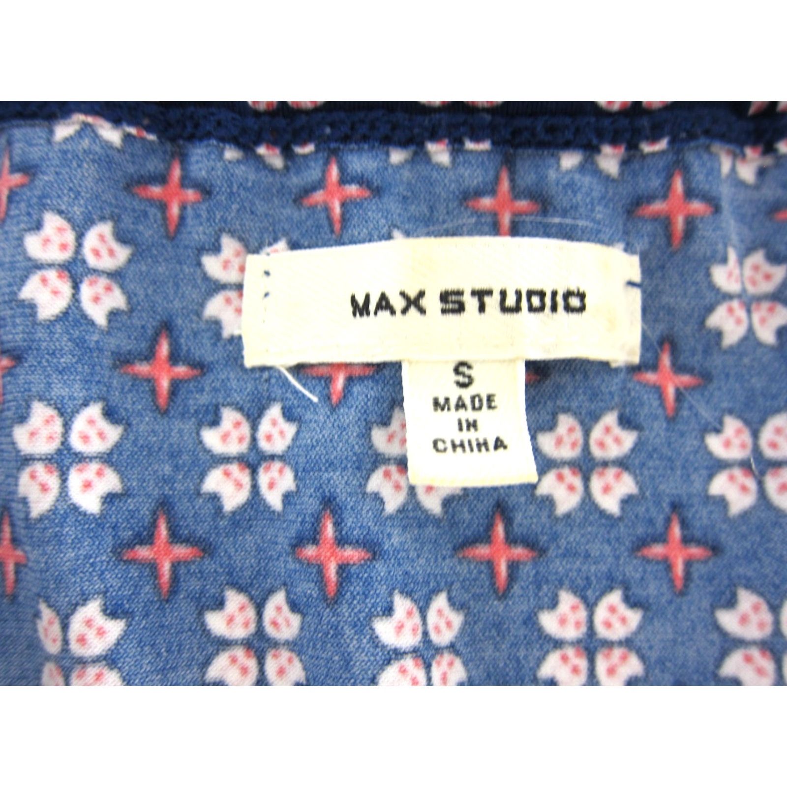 Vintage MAX STUDIO Blue Red Stretch Floral Sleeveless V-Neck Sheath Tank Dress Small Size S / US 4 / IT 40 - 3 Thumbnail