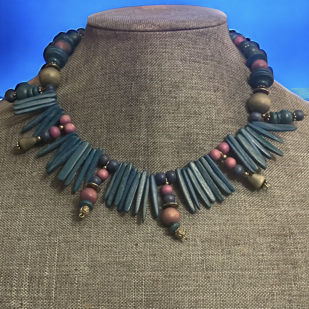 Vintage Vintage wooden bead tribal necklace Size ONE SIZE - 1 Thumbnail