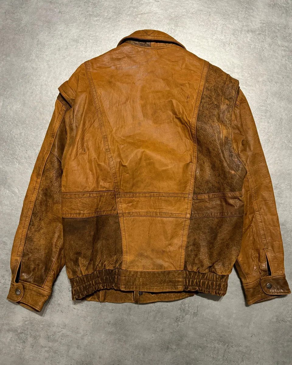 Studio D'Artisan 1990s Artisanal French Eroded Brown Leather Jacket with Detachable Sleeves Size US M / EU 48-50 / 2 - 8 Thumbnail