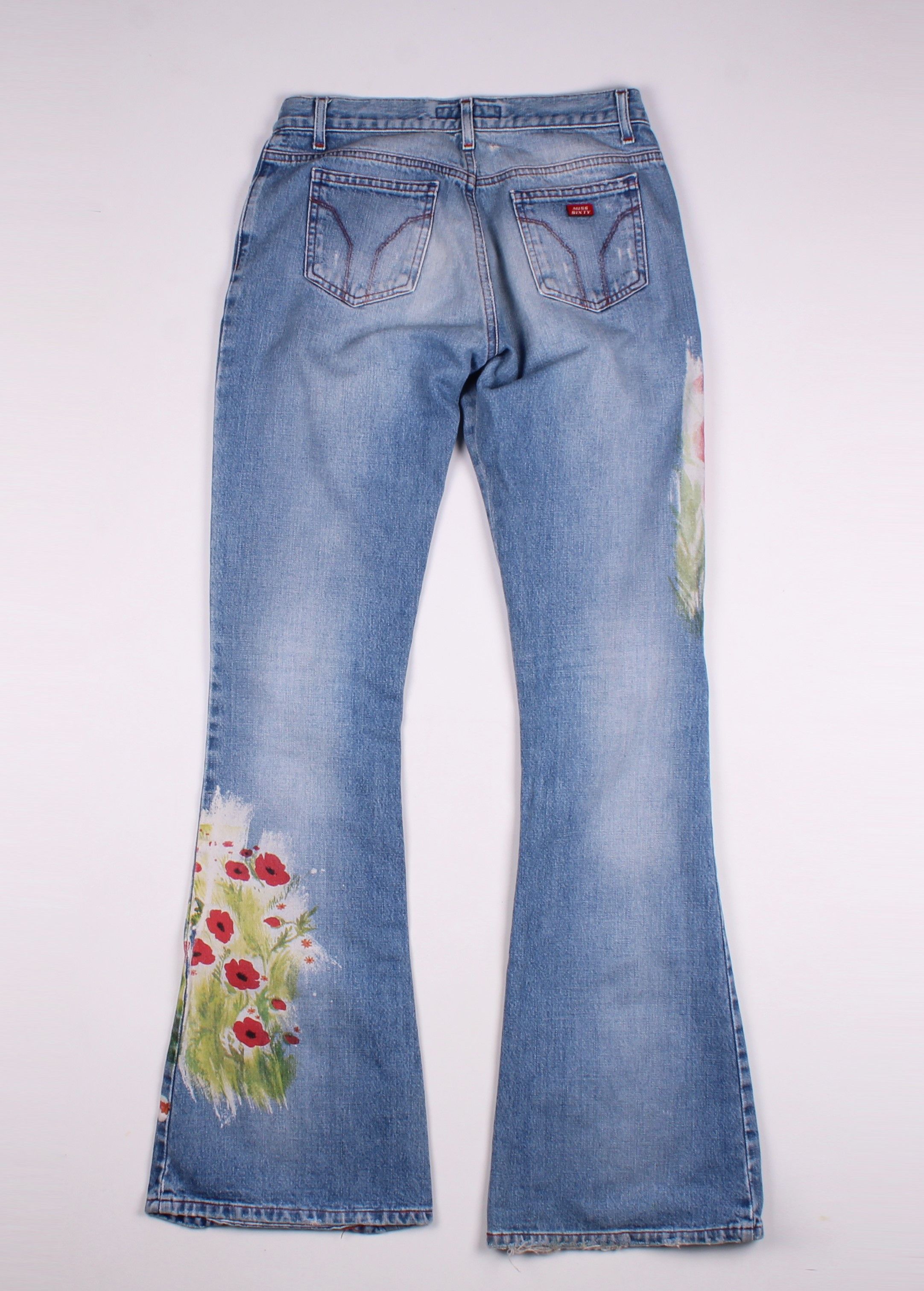 Other Vintage Miss Sixty Y2K Distressed Bootcut Floral Jeans Size 28" / US 6 / IT 42 - 8 Thumbnail