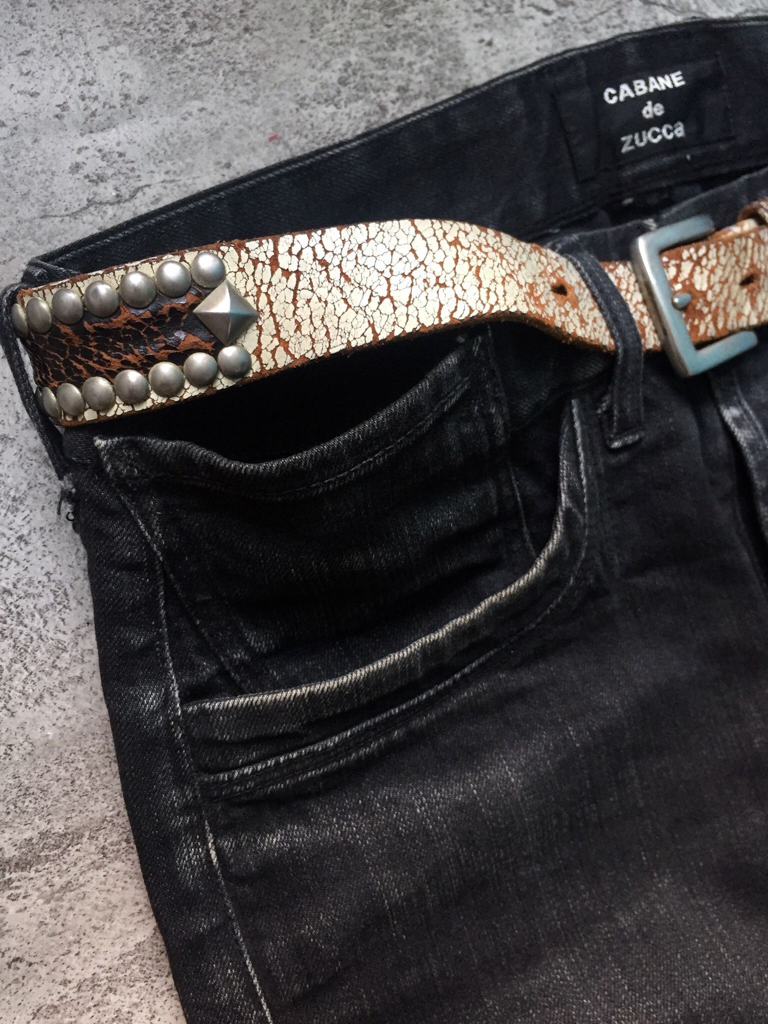 CABANE de ZUCCa Cabane De Zucca Wash Whishkered Denim Pants Size US 33 - 8 Thumbnail