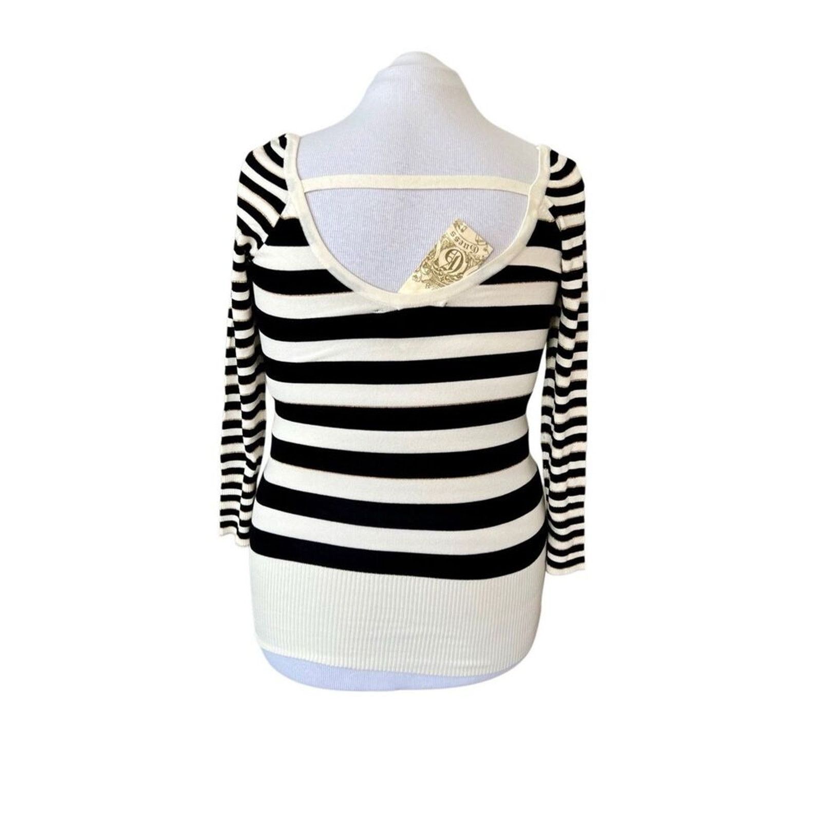 Guess Guess Black White Metallic Gold Thread Long Sweater LARGE Size L / US 10 / IT 46 - 4 Thumbnail