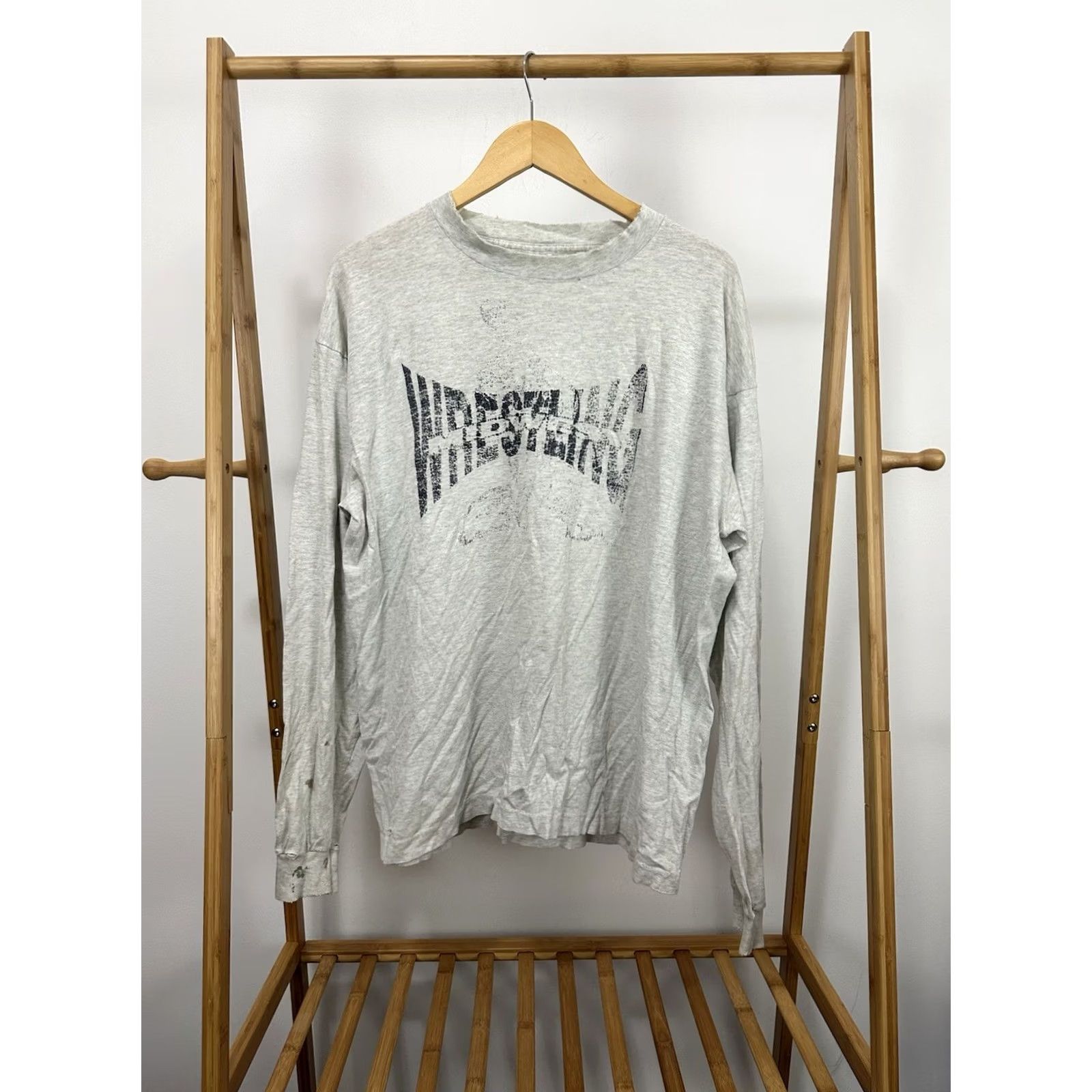 Fruit Of The Loom VTG 90s This Is Wrestling War Hand Combat Long Sleeve Thrashed Worn T-Shirt XL Size US XL / EU 56 / 4 - 2 Thumbnail