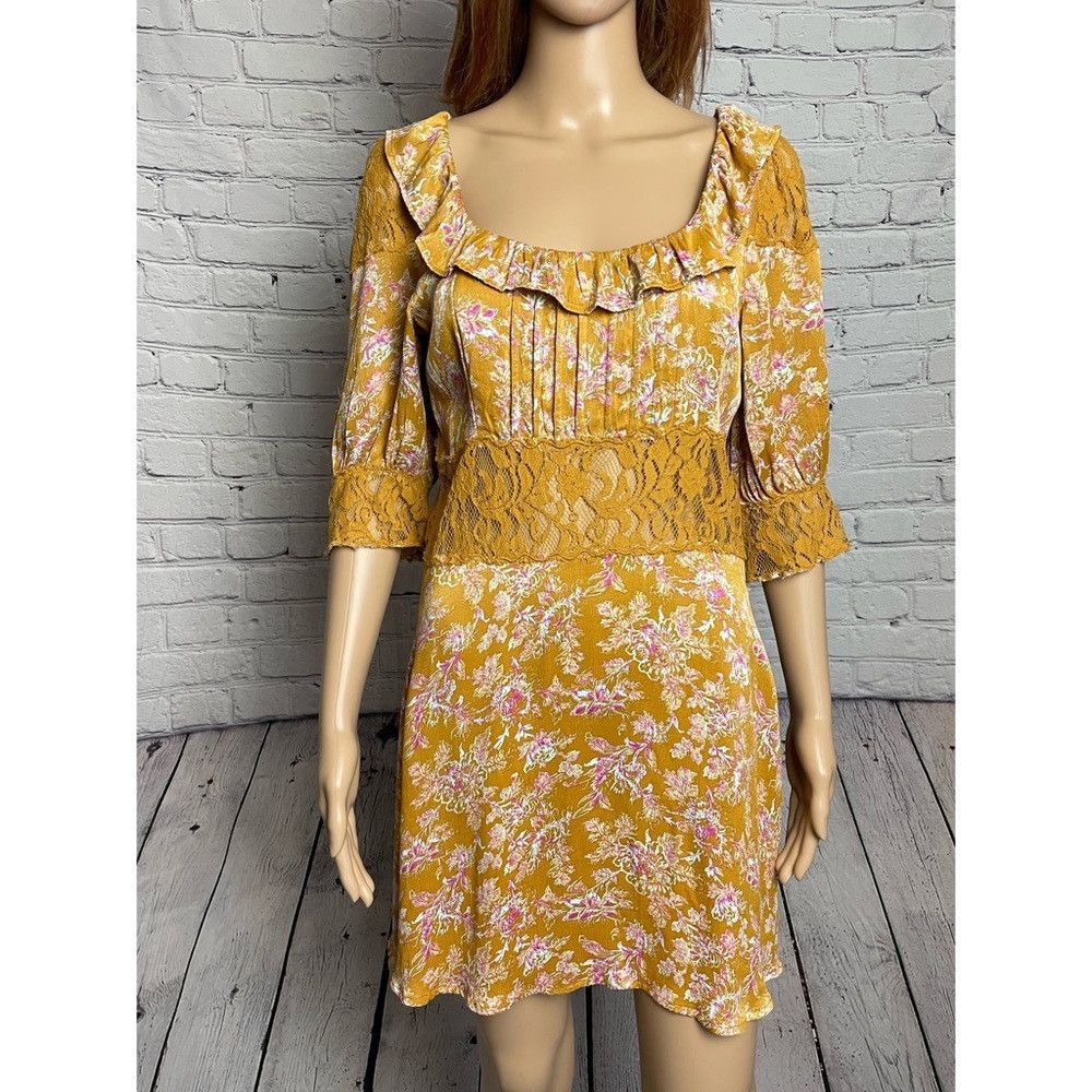 Free People NWT New Free People Yellow Lucie Mini Dress Size 6 Size M / US 6-8 / IT 42-44 - 9 Thumbnail