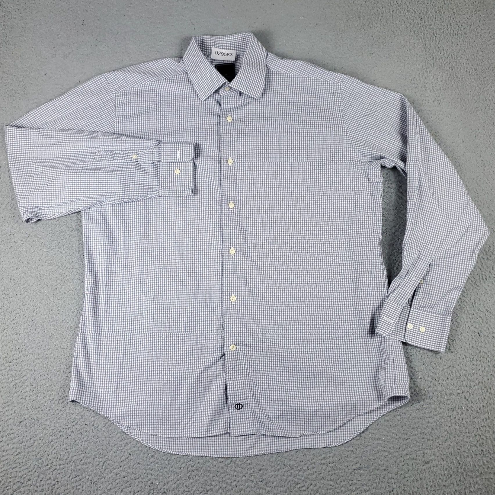 David Donahue David Donahue Shirt Mens Size 16.5 Gray Plaid Dress Shirt Button Up Long Sleeve Cotton Size 42R - 2 Thumbnail