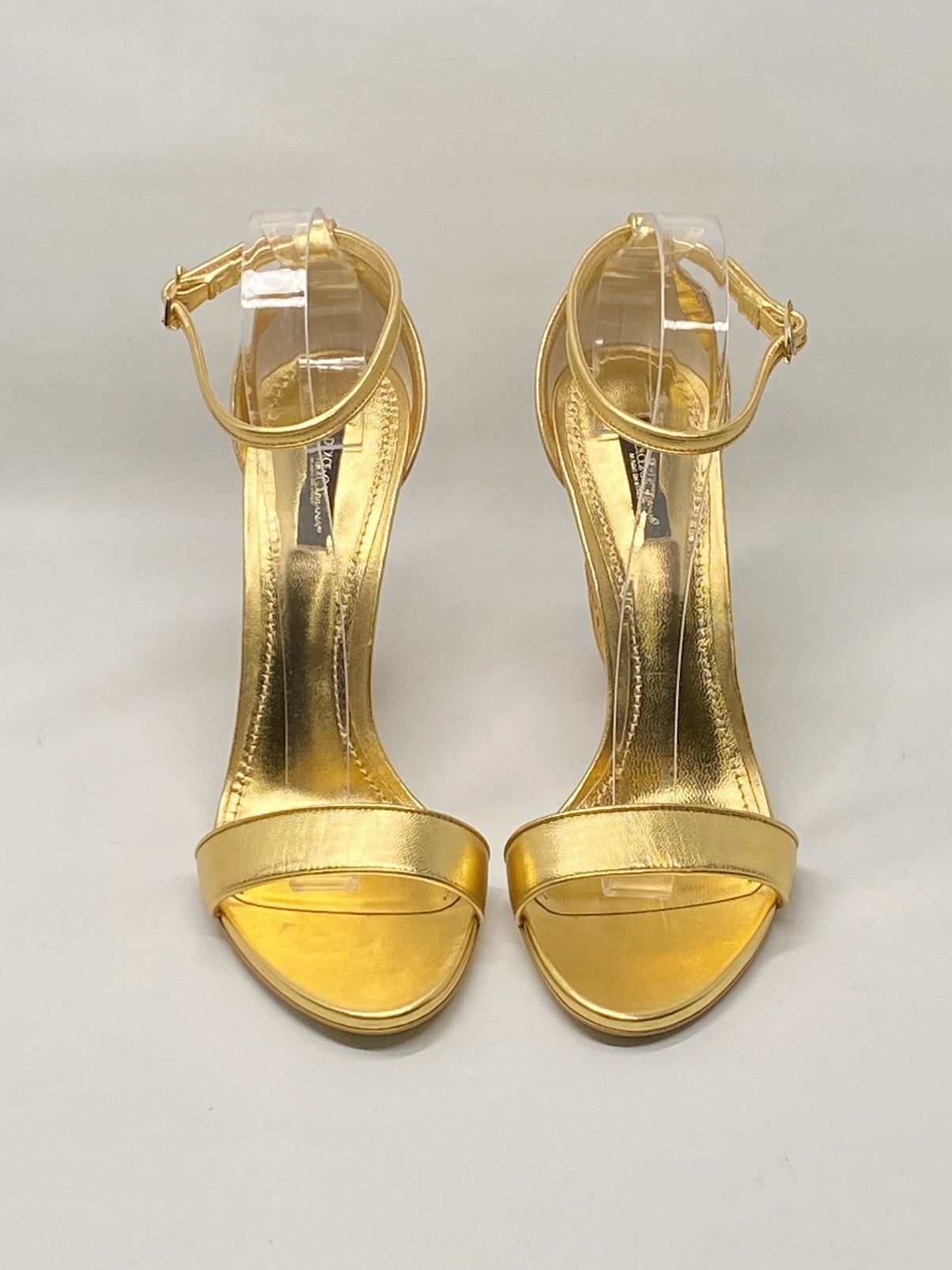 Dolce & Gabbana DOLCE&GABBANA Sculpted-Heel Metallic Leather Sandals size 41 Size US 11 / IT 41 - 4 Thumbnail