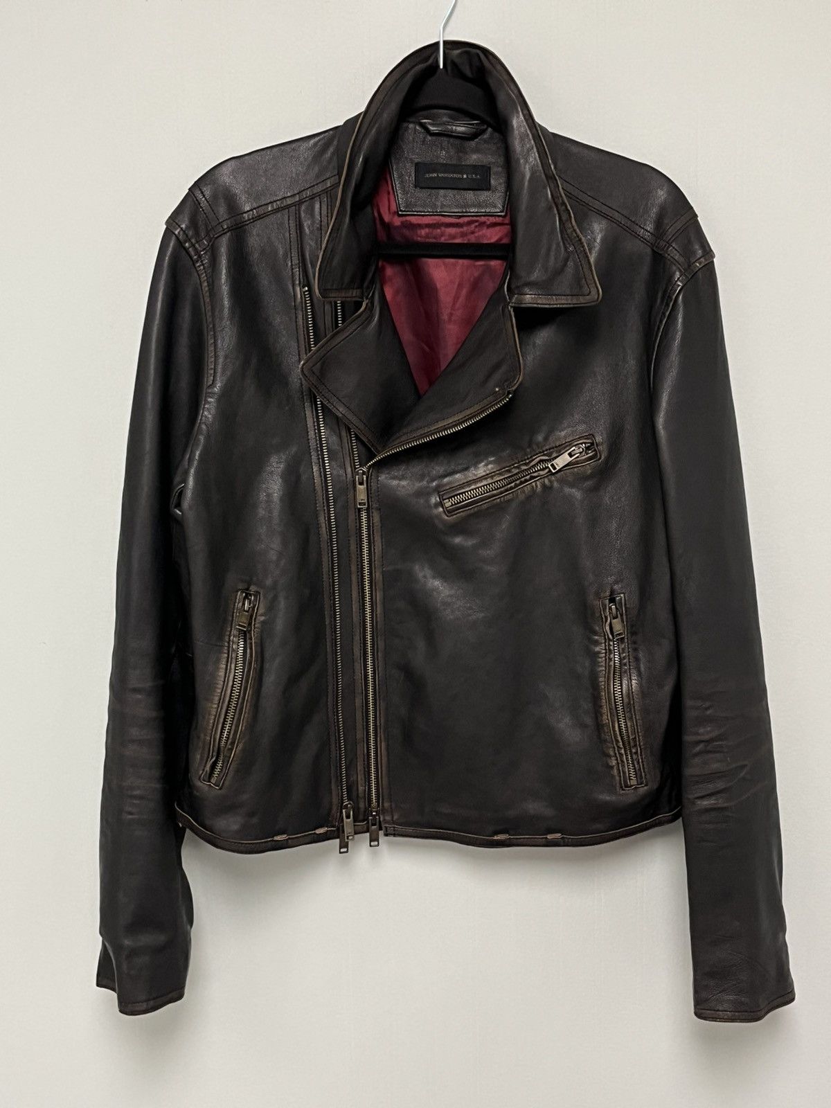 John Varvatos Asymmetrical leather biker jacket. Size US L / EU 52-54 / 3 - 10 Thumbnail
