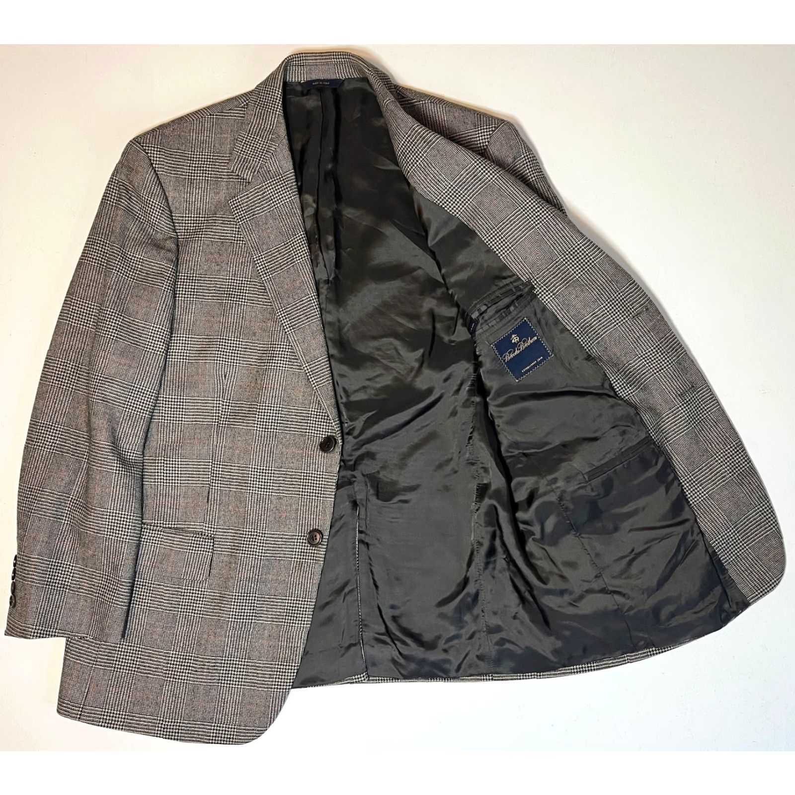 Brooks Brothers Brooks Brothers Loro Piana Zelander Blazer Jacket Men’s Wool Brown 42 Short Plaid Button Old/Italy Made in Italy Classic City Preppy Mens Size 42R - 4 Thumbnail