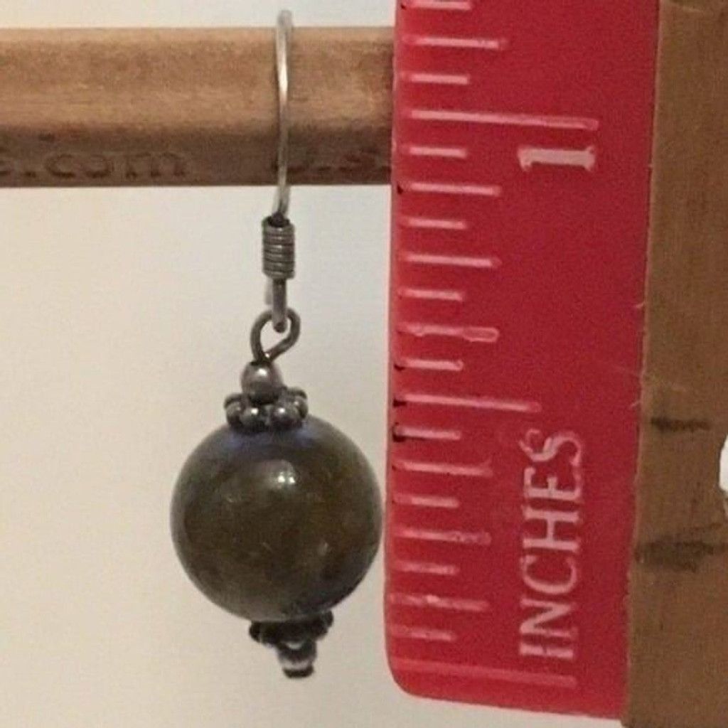 The Unbranded Brand Sterling Silver 925 Dark Brown Stone Bead Hoops Vintage Size ONE SIZE - 3 Thumbnail