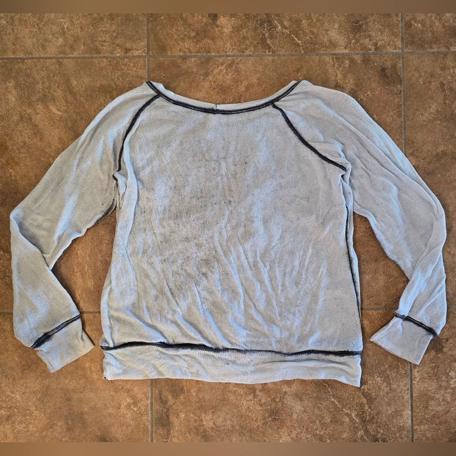 Other Grey White Burnout Thin Sweater Long Sleeve Size XL / US 12-14 / IT 48-50 - 2 Thumbnail