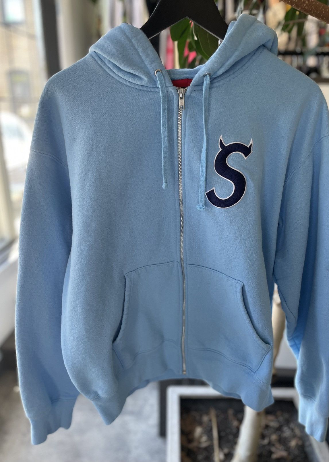 Supreme Supreme Pilled Zip Up Hooded Sweatshirt (Blue) | Grailed
