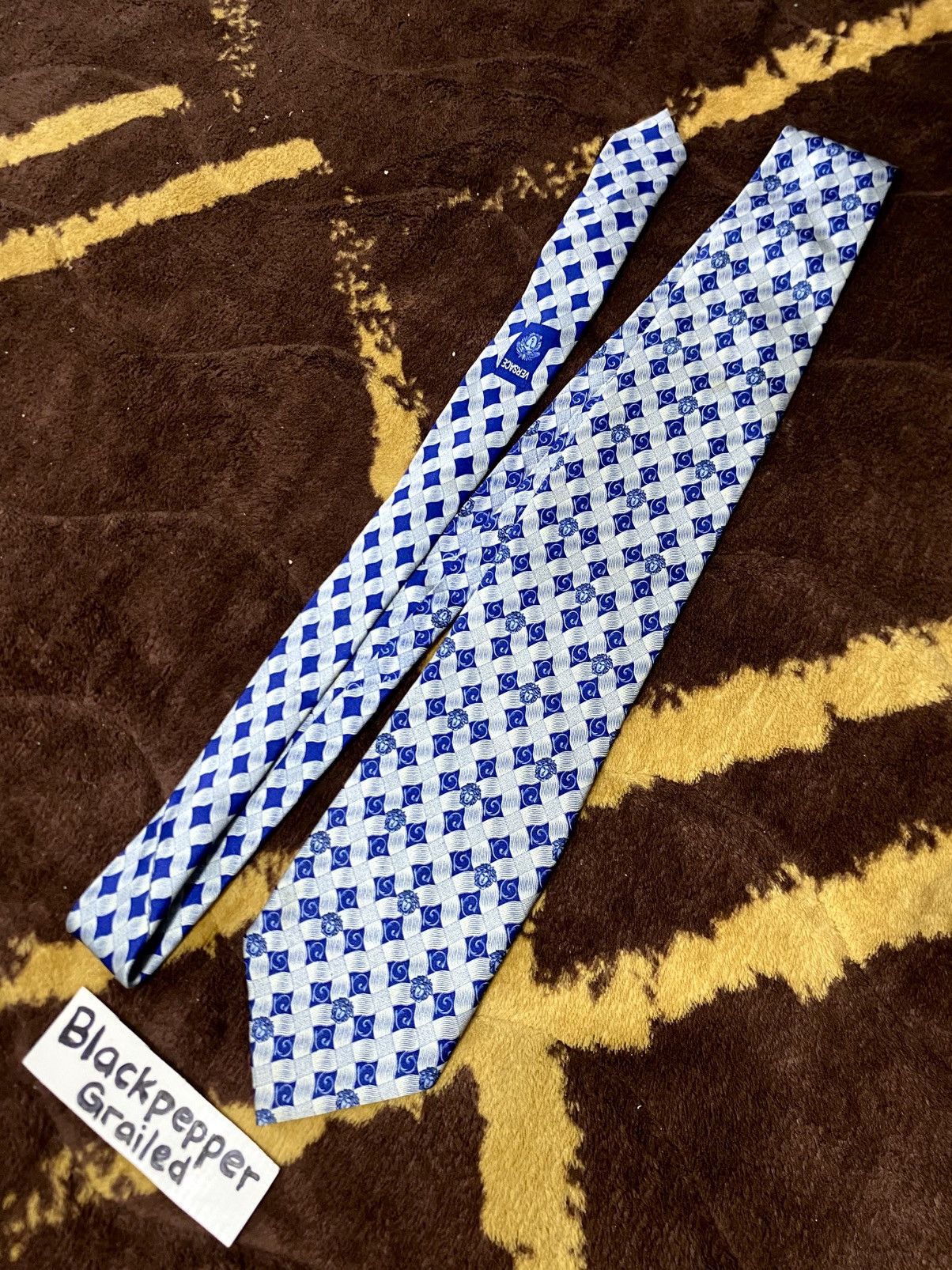 Versace Gianni Versace Medusa Logo Blue Silk Tie Luxury Italy Size ONE SIZE - 3 Thumbnail