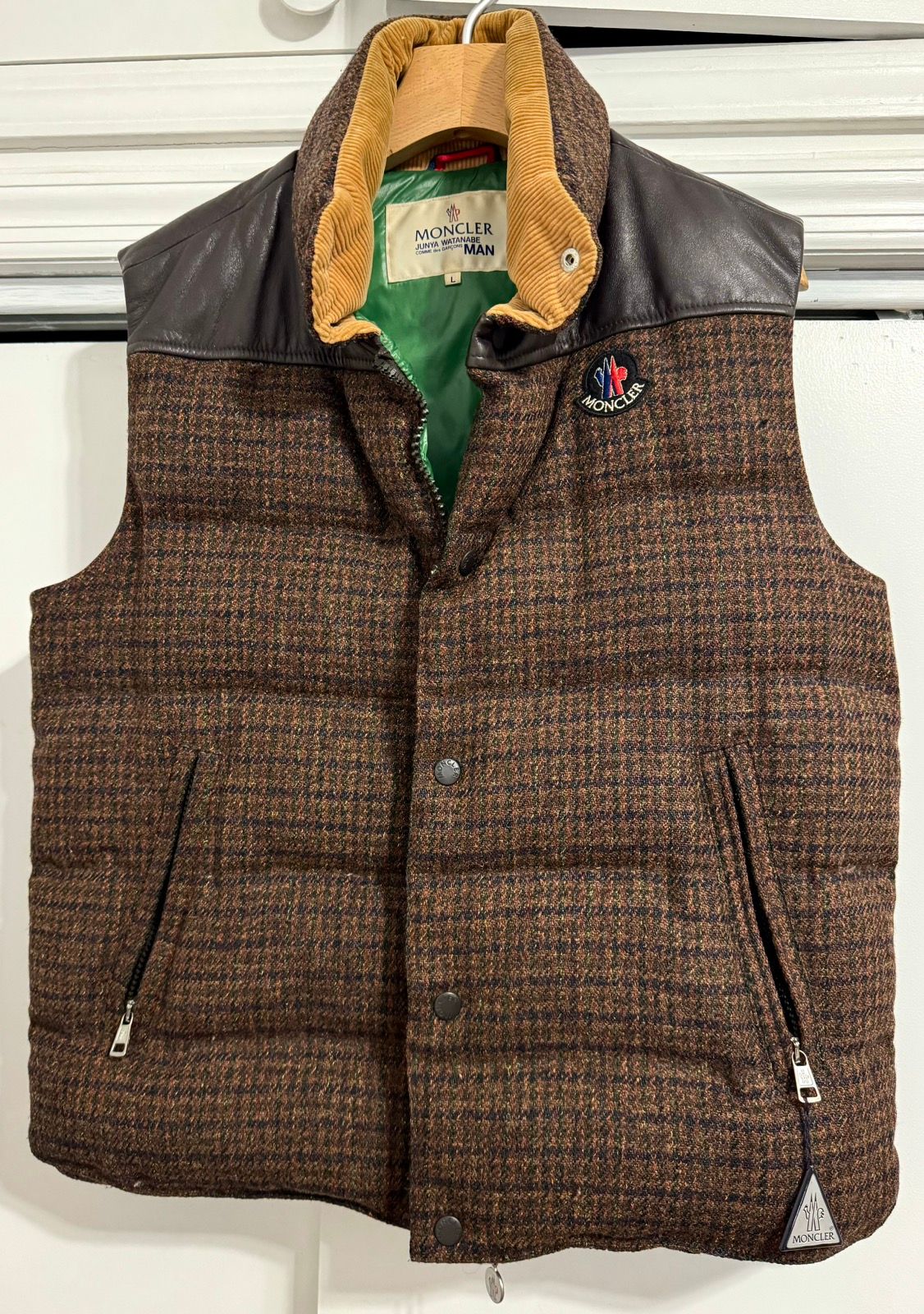 Pre-owned Comme Des Garcons X Junya Watanabe Moncler Down Vest In Brown