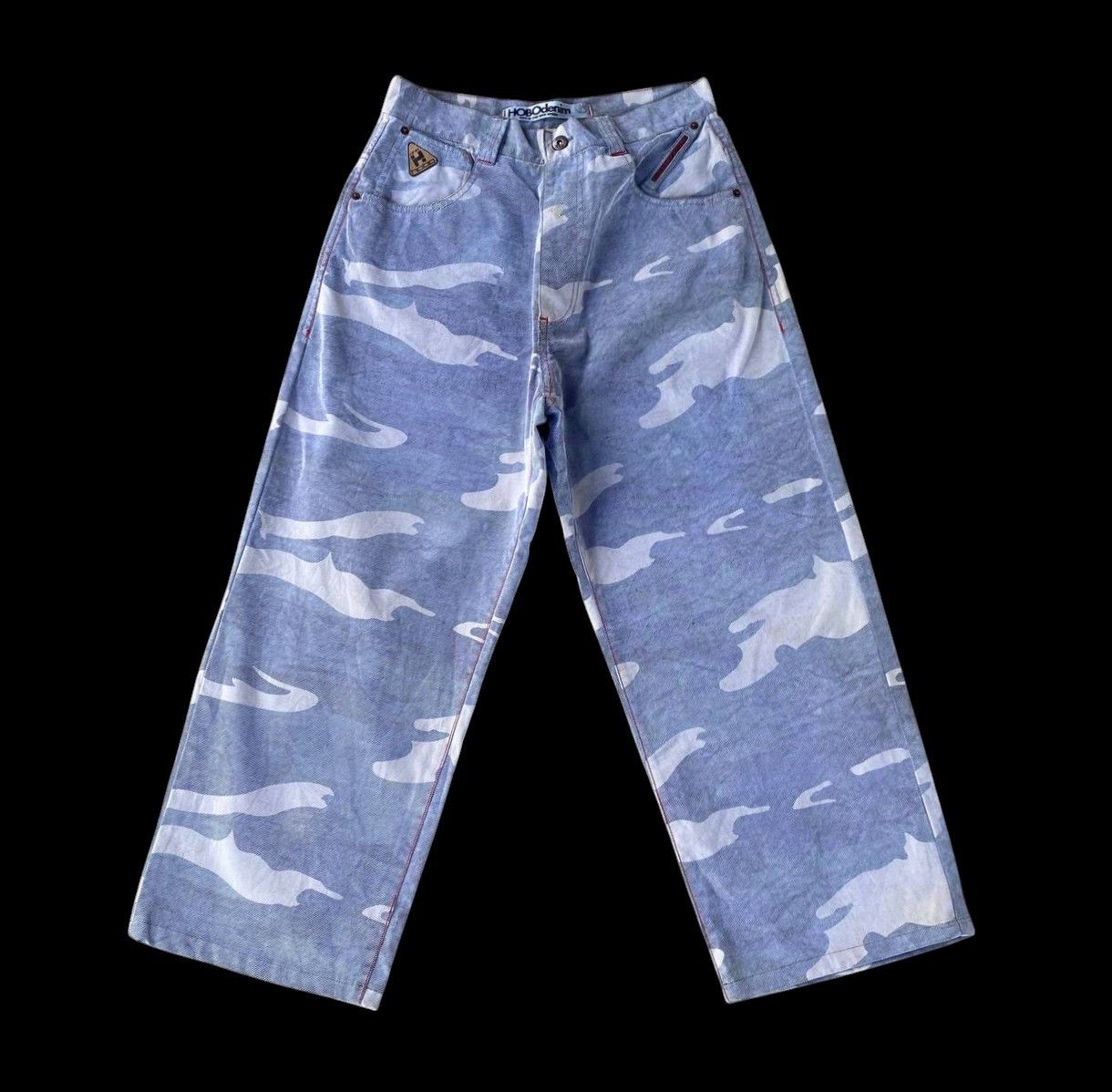 Hobo HOBO DENIM Vintage 90s Wide Leg Blue Camo Skate Pants Baggy Size US 30 / EU 46 - 1 Thumbnail