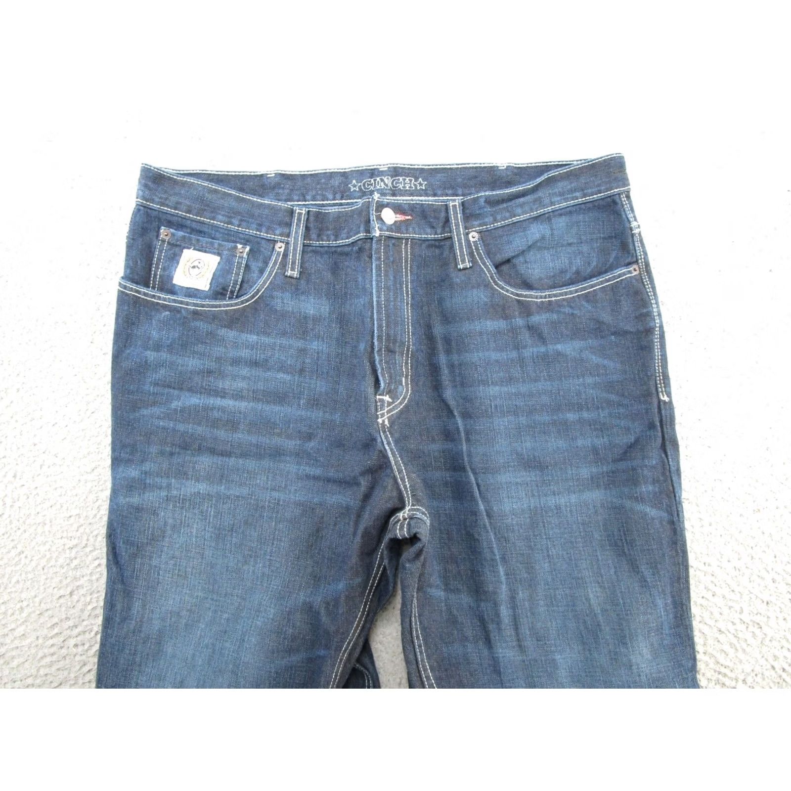Denime Cinch Jeans Men's Blue Denim White Label Relaxed Straight MB92834 Size 40x32 Size US 40 / EU 56 - 3 Thumbnail