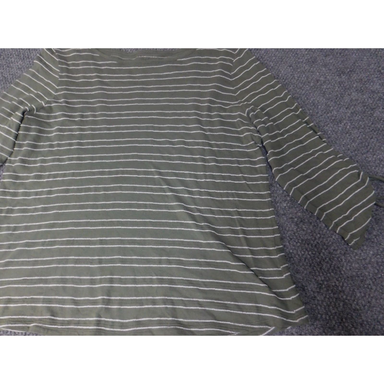 Talbots Talbots Blouse Shirt 2X Women Green Striped Pullover Casual Cotton Polyester Stretch Crew Neck Size XXL / US 16-18 / IT 52-54 - 3 Thumbnail