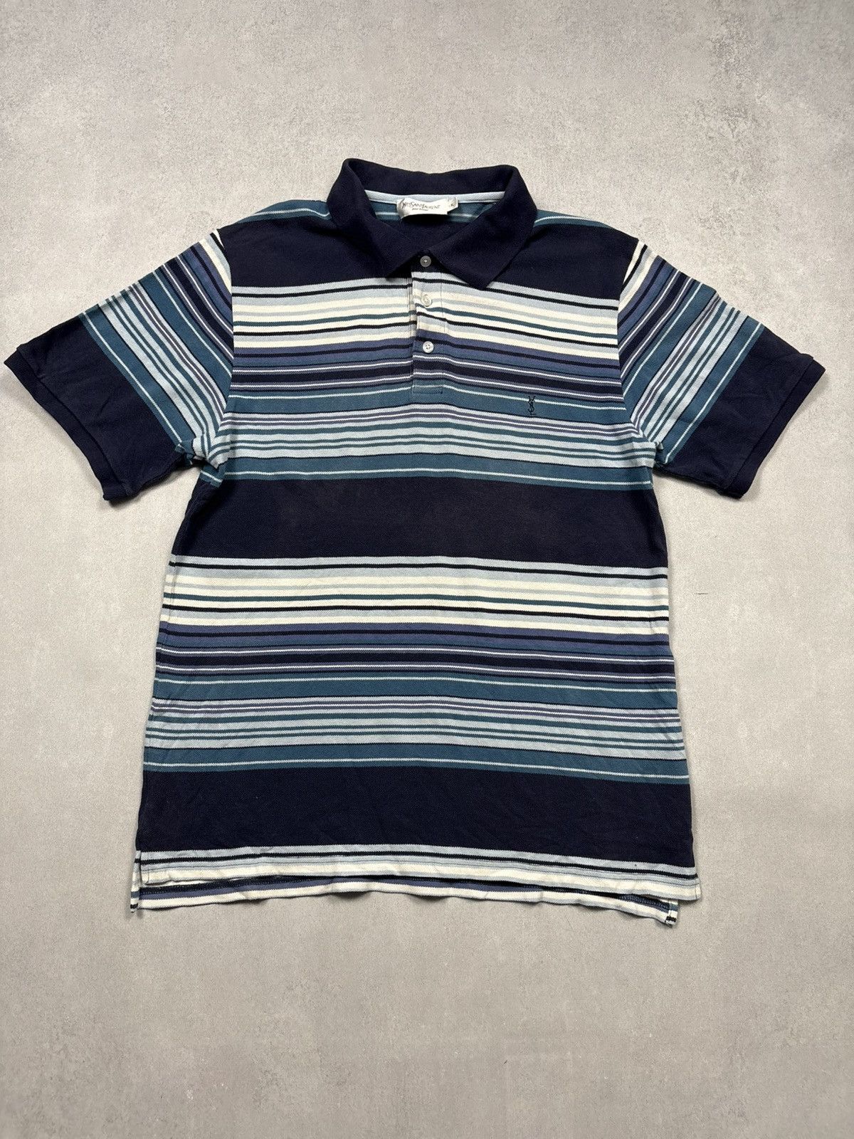 Yves Saint Laurent Vintage Yves Saint Laurent Pour Homme YSL Striped Polo Shirt Size US XL / EU 56 / 4 - 1 Thumbnail