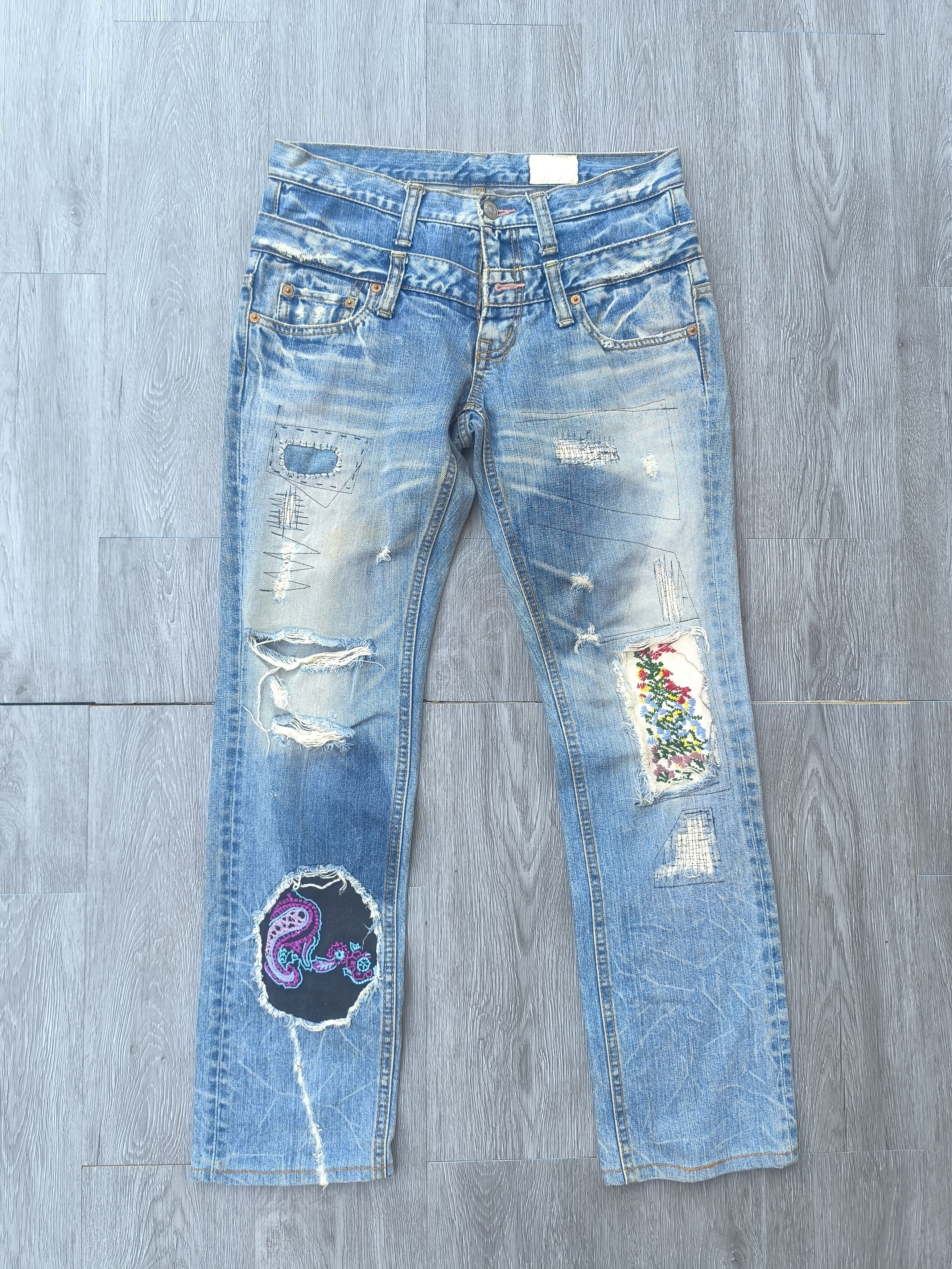 If Six Was Nine × Le Grande Bleu (L.G.B.) ANTGAUGE DISTRESSED PATCHWORKS JEANS LIKE KAPITAL JEANS Size US 31 - 1 Thumbnail