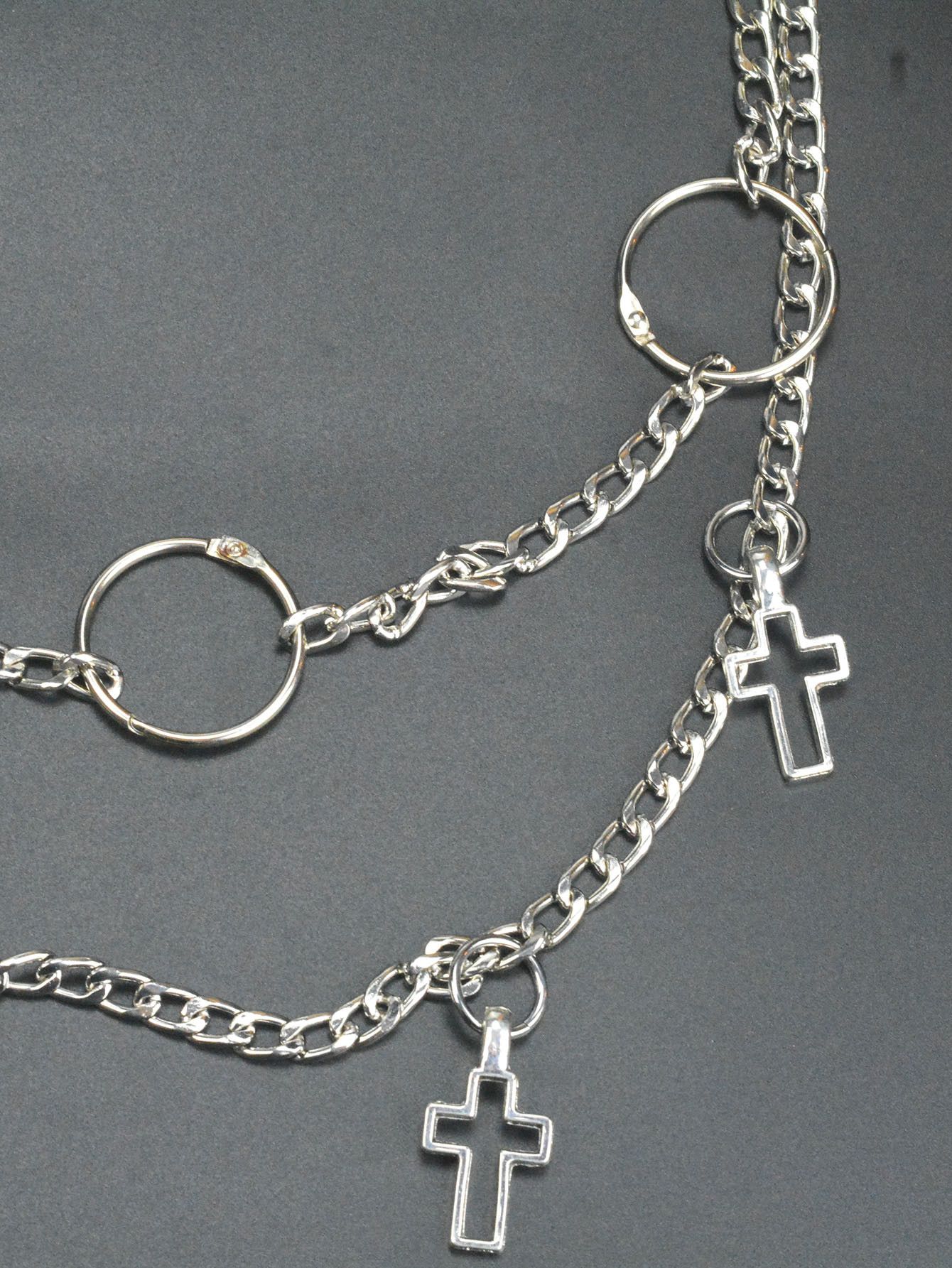 Japanese Brand × Jewelry Double-Layer Steel Pants Chain 7mm NK Link with Cross Ring Size ONE SIZE - 2 Thumbnail