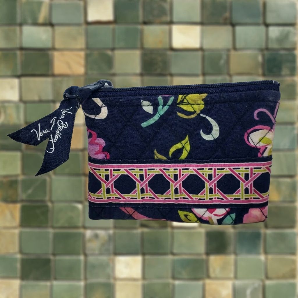Vera Bradley VINTAGE Vera Bradley Floral Blue Pink Small Zip Coin Purse Women Size ONE SIZE - 1 Thumbnail