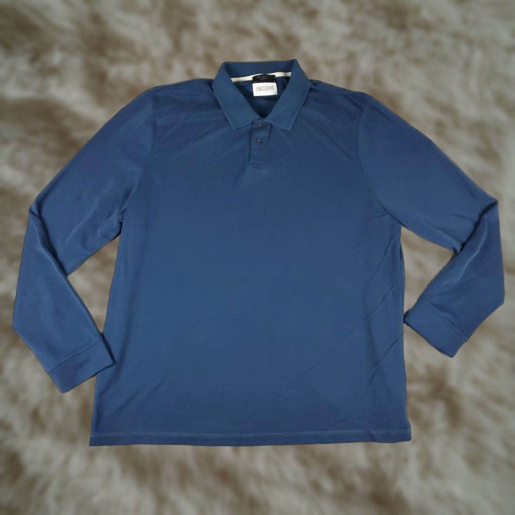 Ted Baker TED BAKER Polo Shirt Men 2XL Long Sleeve Solid Blue Golf Performance Shirt Size US XXL / EU 58 / 5 - 1 Thumbnail
