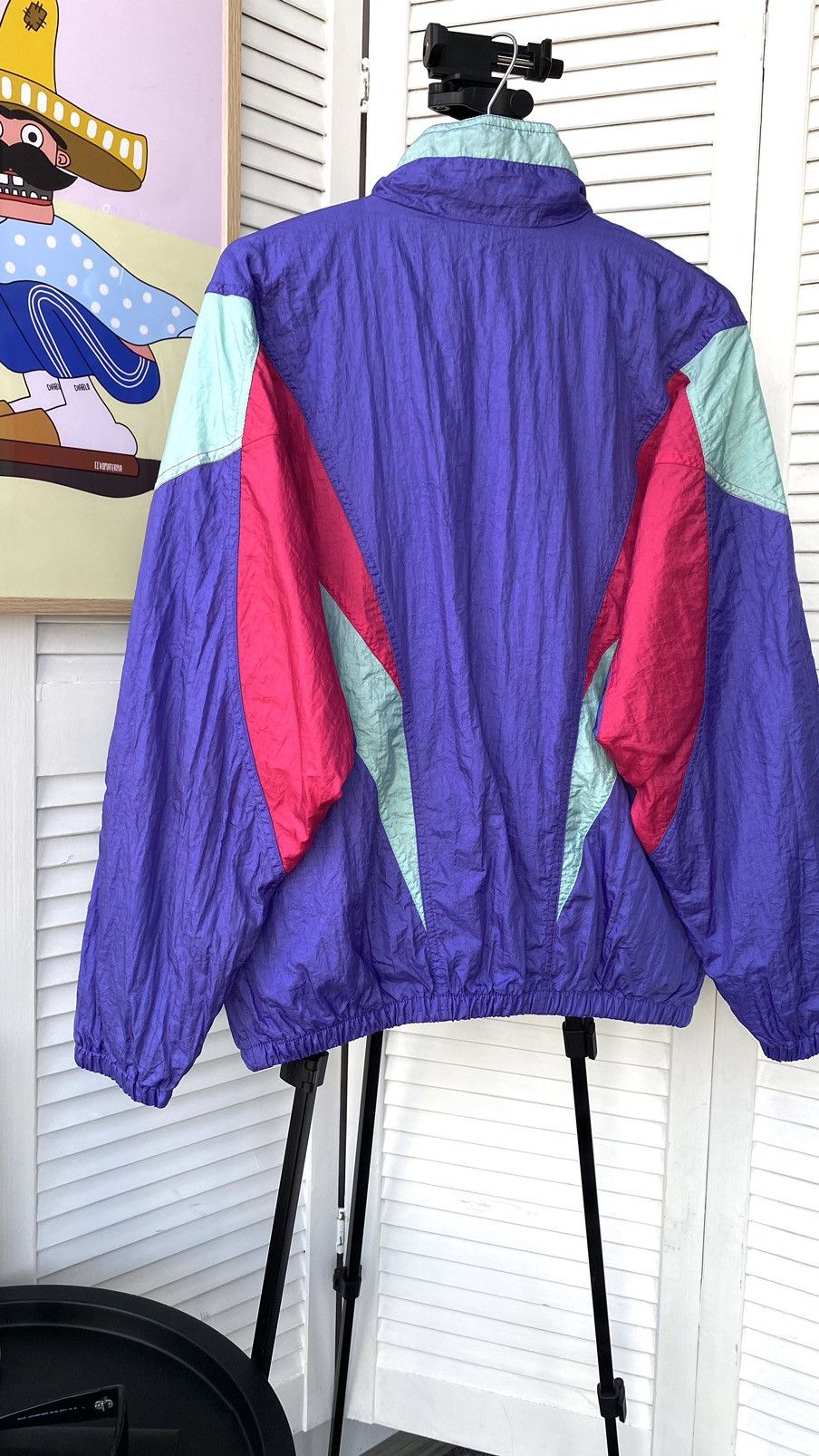 Adidas × Vintage Vintage Adidas Track Retro Jacket Nylon 90s Purple Size US S / EU 44-46 / 1 - 4 Thumbnail