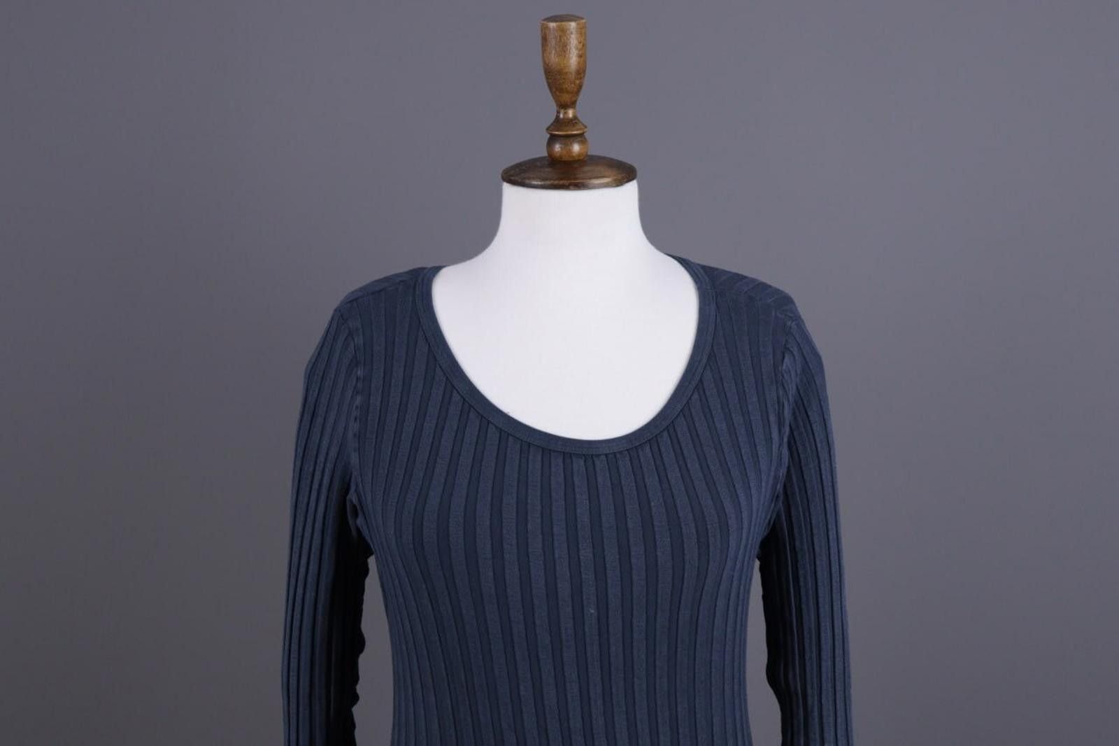 Designer Transit Par Such 212 Blue Ribbed Top Shirt Size 1 / S Size S / US 4 / IT 40 - 3 Thumbnail
