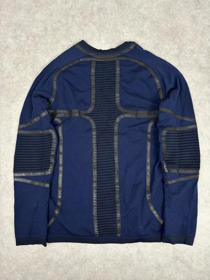 Versace Gianni Versace Navy Cotton Contrast Stitch Abstract Sweater Size US M / EU 48-50 / 2 - 5 Thumbnail