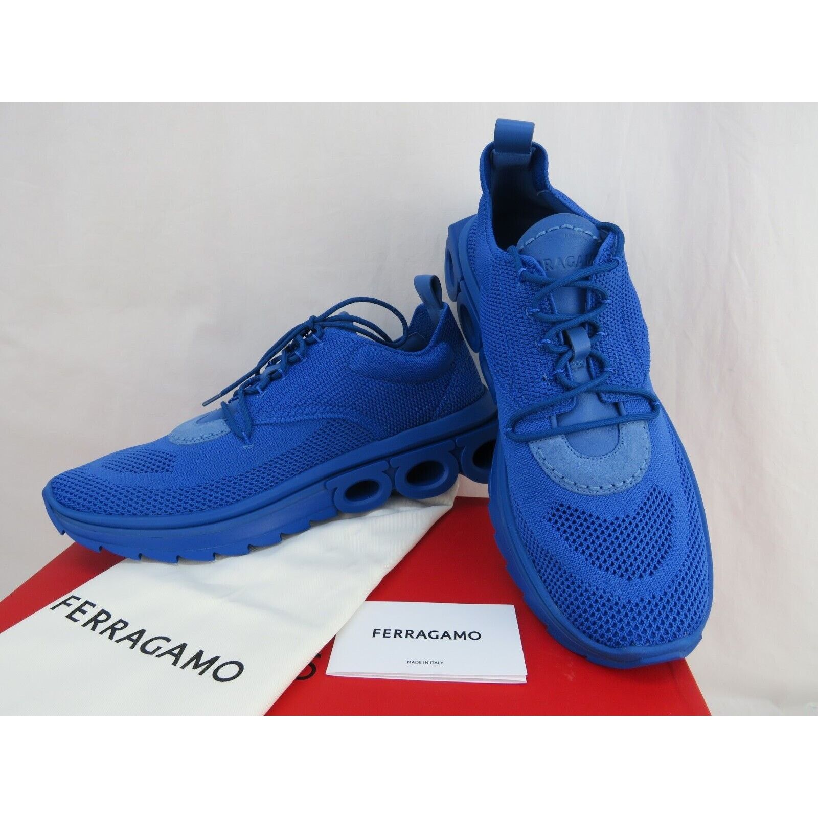 Salvatore Ferragamo FERRAGAMO BLUE NIMA MESH LACE LOGO LOW SNEAKERS 8.5 41.5 IT Size US 8.5 / EU 41-42 - 17 Thumbnail