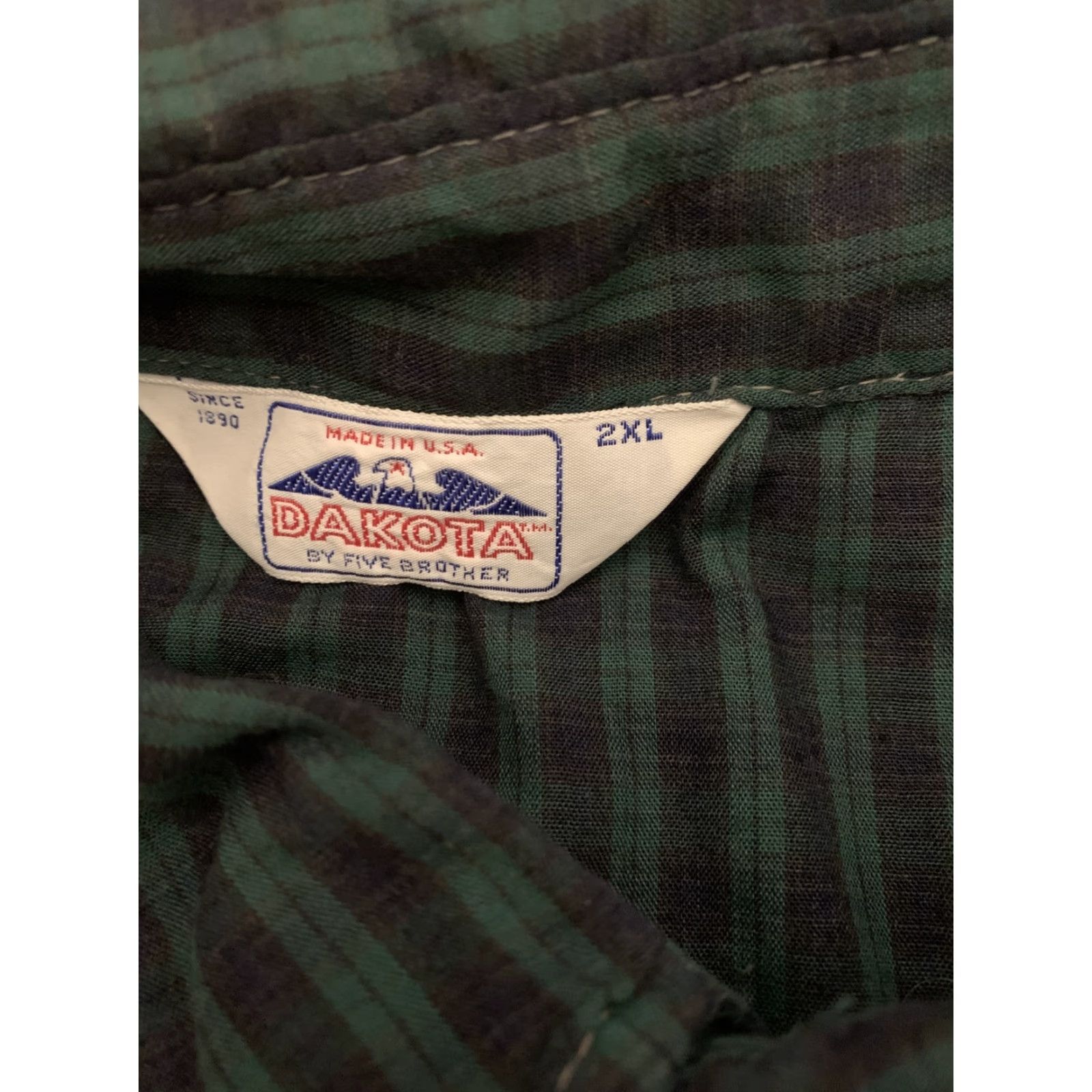 Vintage VINTAGE Five Brother Dakota Flannel Shirt Western 2XL Long Sleeve Blue Green 1990s Mens Size US XXL / EU 58 / 5 - 2 Thumbnail