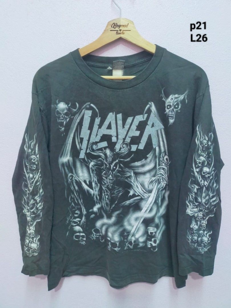 Slayer Vintage 1996 Slayer Fly Beams Japan LS Skull Tee Size US M / EU 48-50 / 2 - 1 Thumbnail