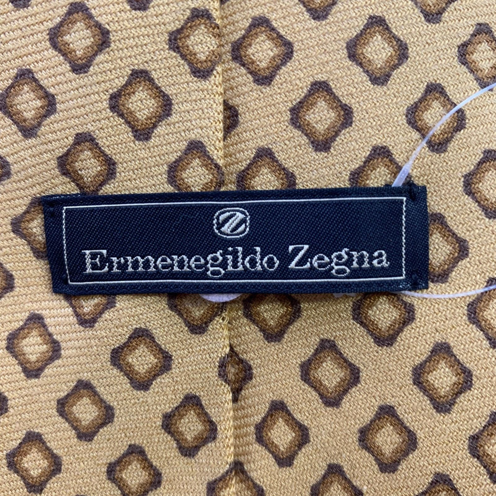 Ermenegildo Zegna ERMENEGILDO ZEGNA Yellow Mustard Abstract Silk Tie Size ONE SIZE - 3 Thumbnail