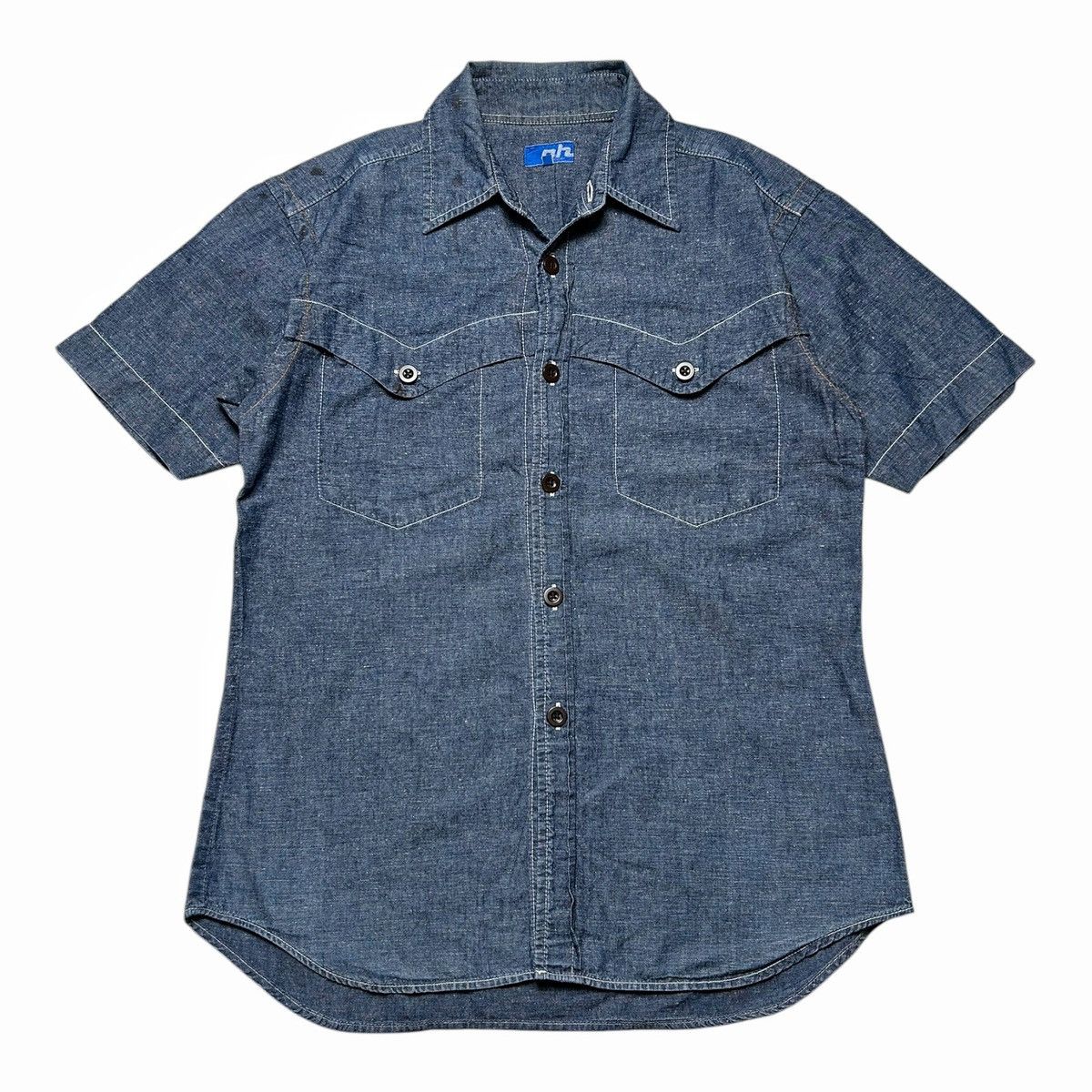 ABAHOUSE × Japanese Brand Abahouse Japan Western Short Sleeve Chambray Work Shirt Size US M / EU 48-50 / 2 - 1 Thumbnail