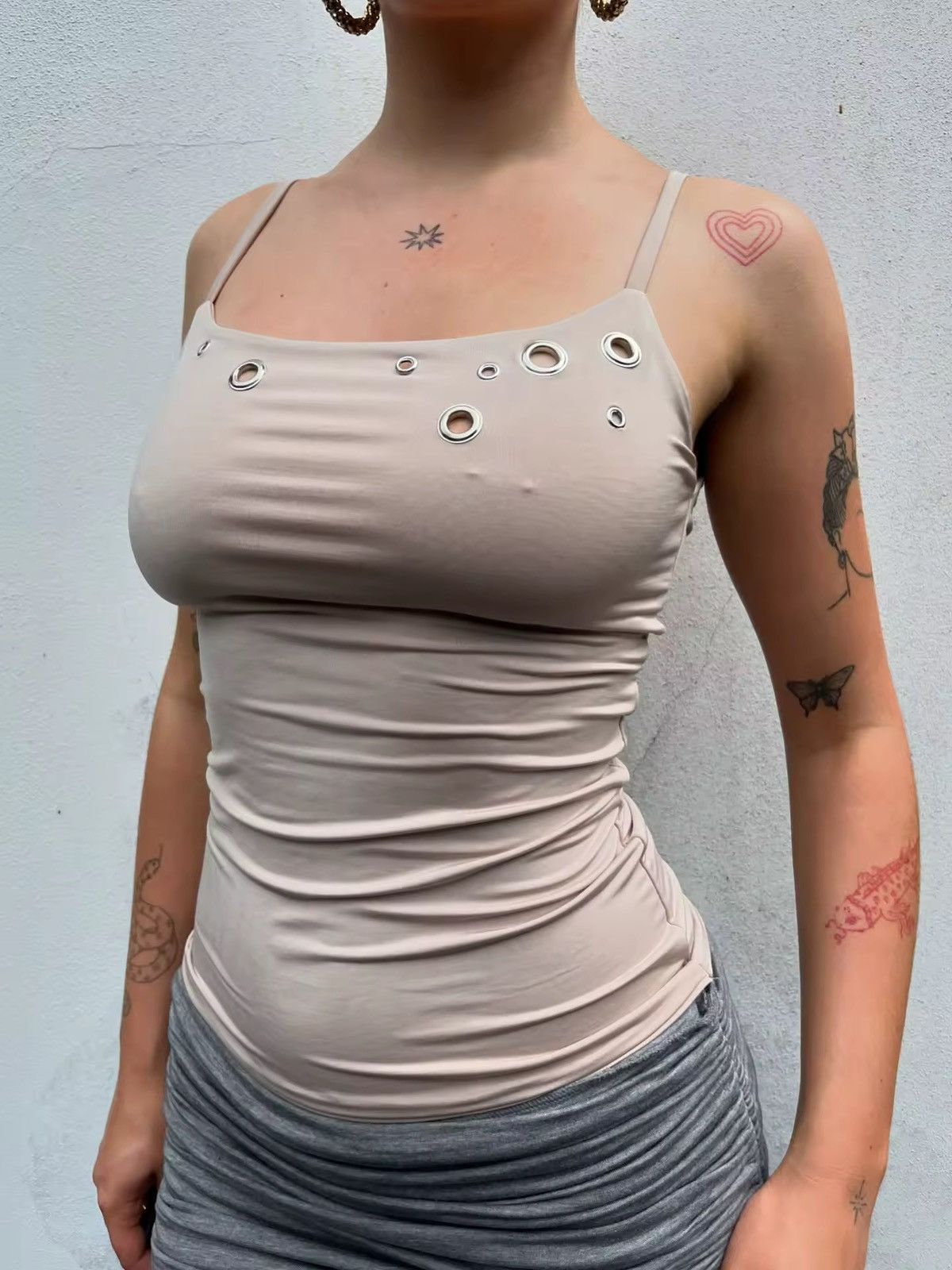 Gothic Punk Rivet Element Y2k Vintage Style Tank Top