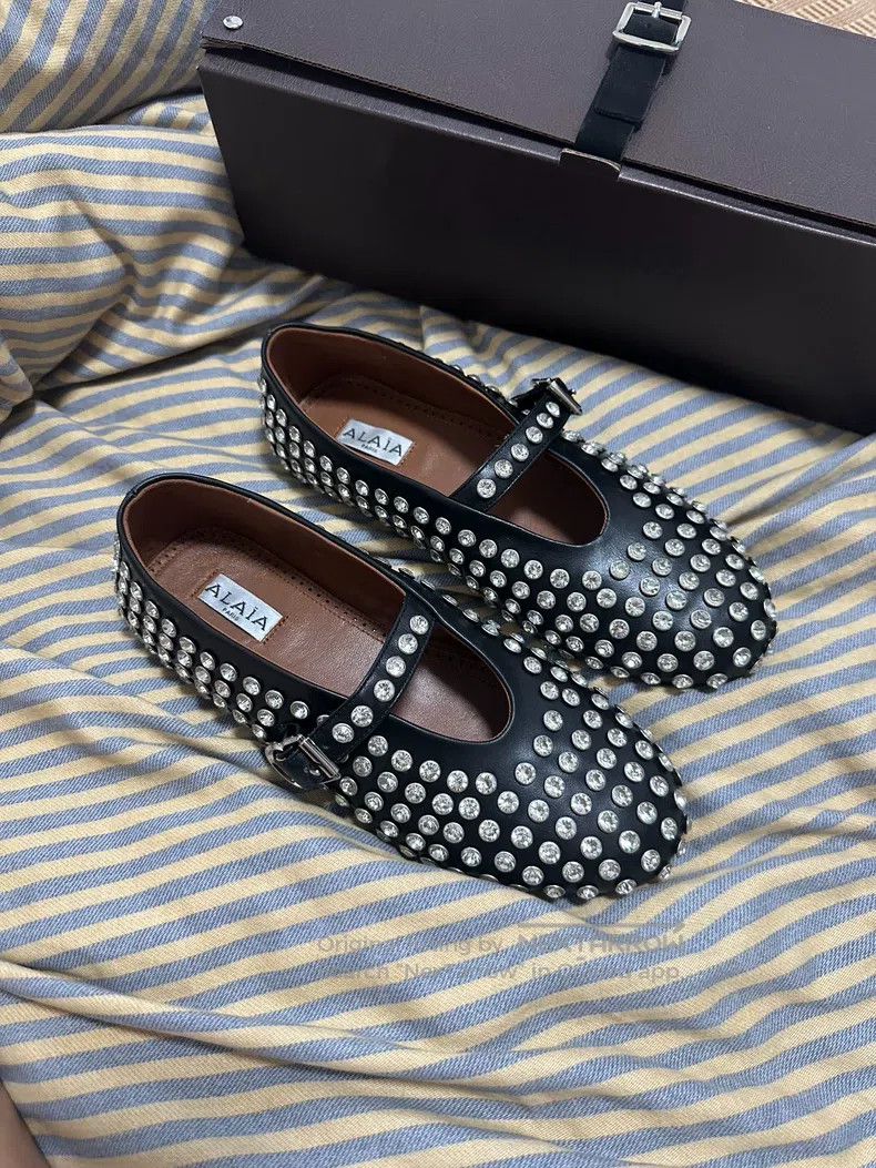 Alaia Alaia Glitter Buckle Flat Ballet Shoes Women Black Size US 6.5 / IT 36.5 - 5 Thumbnail