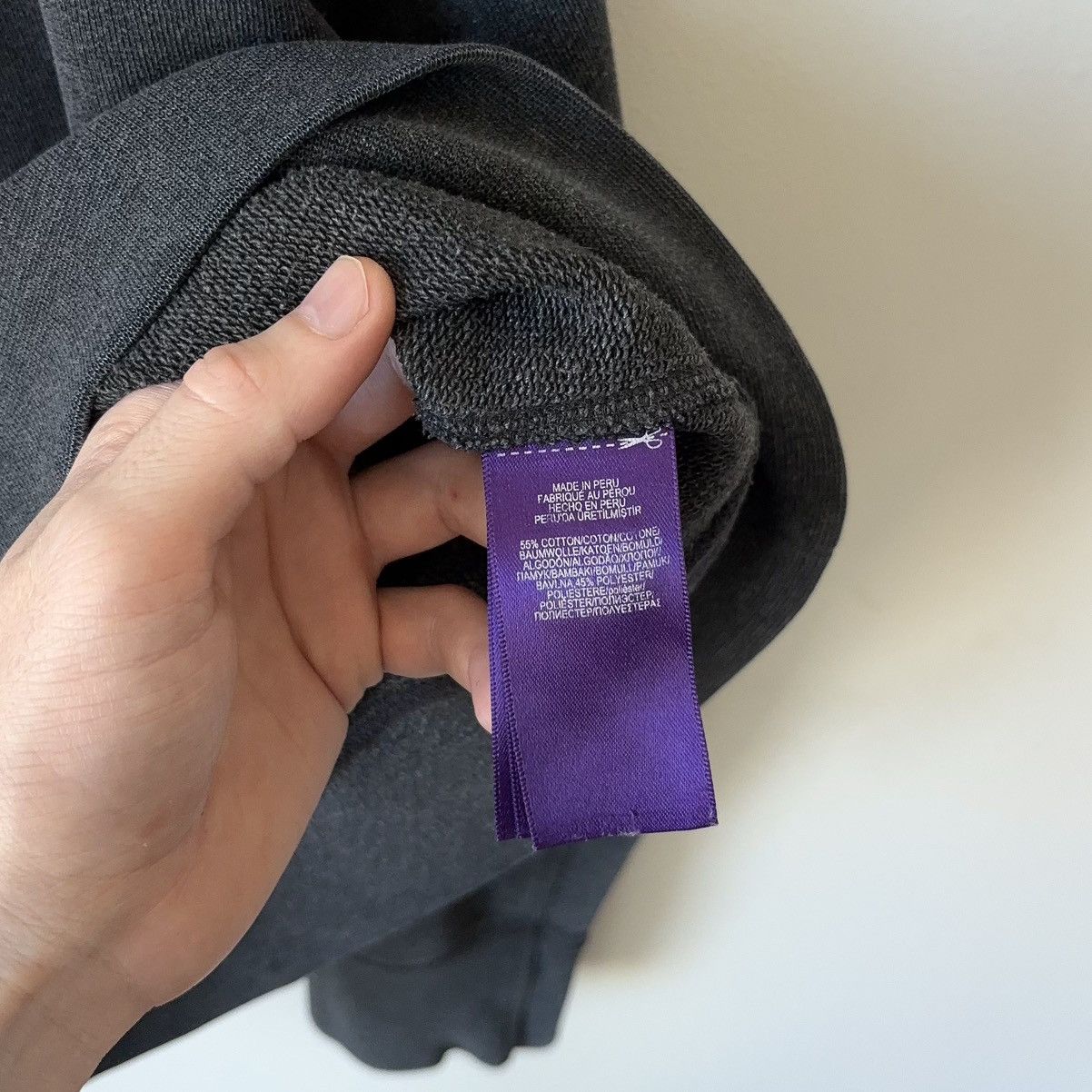 Ralph Lauren Purple Label Charcoal Crewneck Sweatshirt Cotton Blend Fleece Peru Size US XL / EU 56 / 4 - 9 Thumbnail