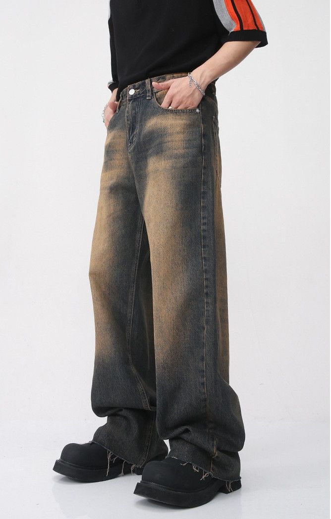 Japanese Brand × Jean Straight-leg distressed rust-colored jeans Size US 32 / EU 48 - 3 Thumbnail