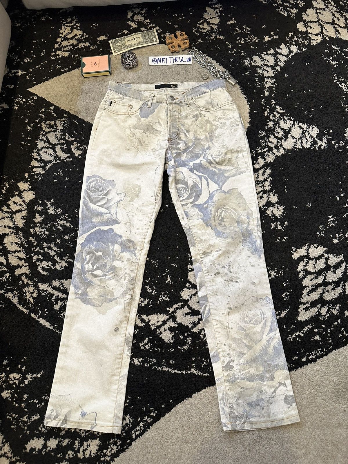 Just Cavalli Just Cavalli Rose Denim All Over Print Size US 29 - 1 Thumbnail
