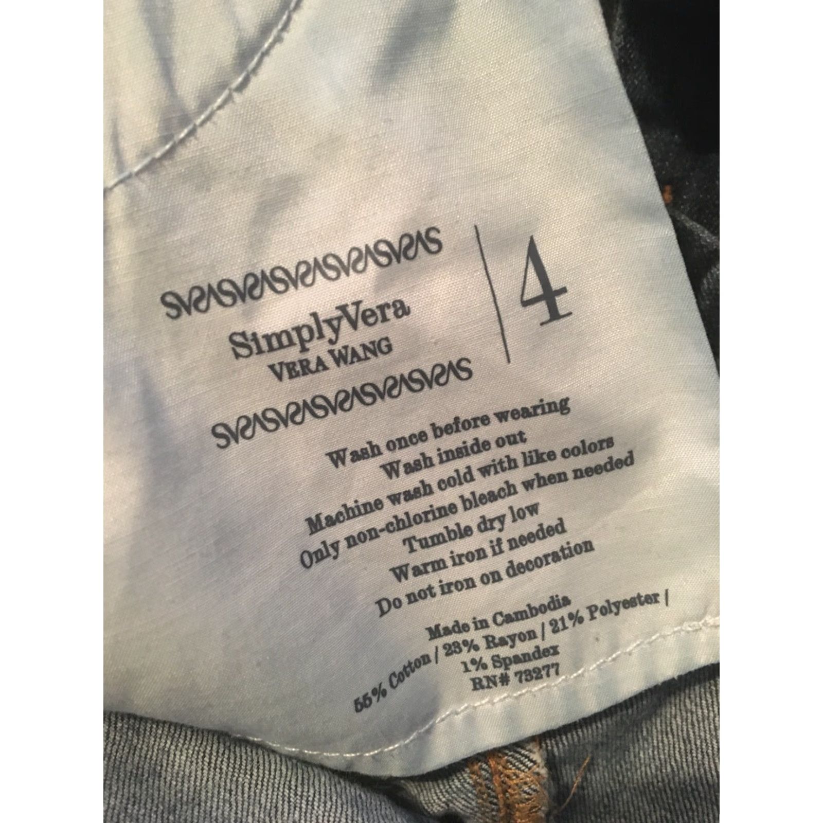 Vintage Simply Vera Vera Wang Jeans Women's Size 4 Blue Cotton Blend Denim Straight Leg Comfort Regular Size 27" / US 4 / IT 40 - 7 Thumbnail