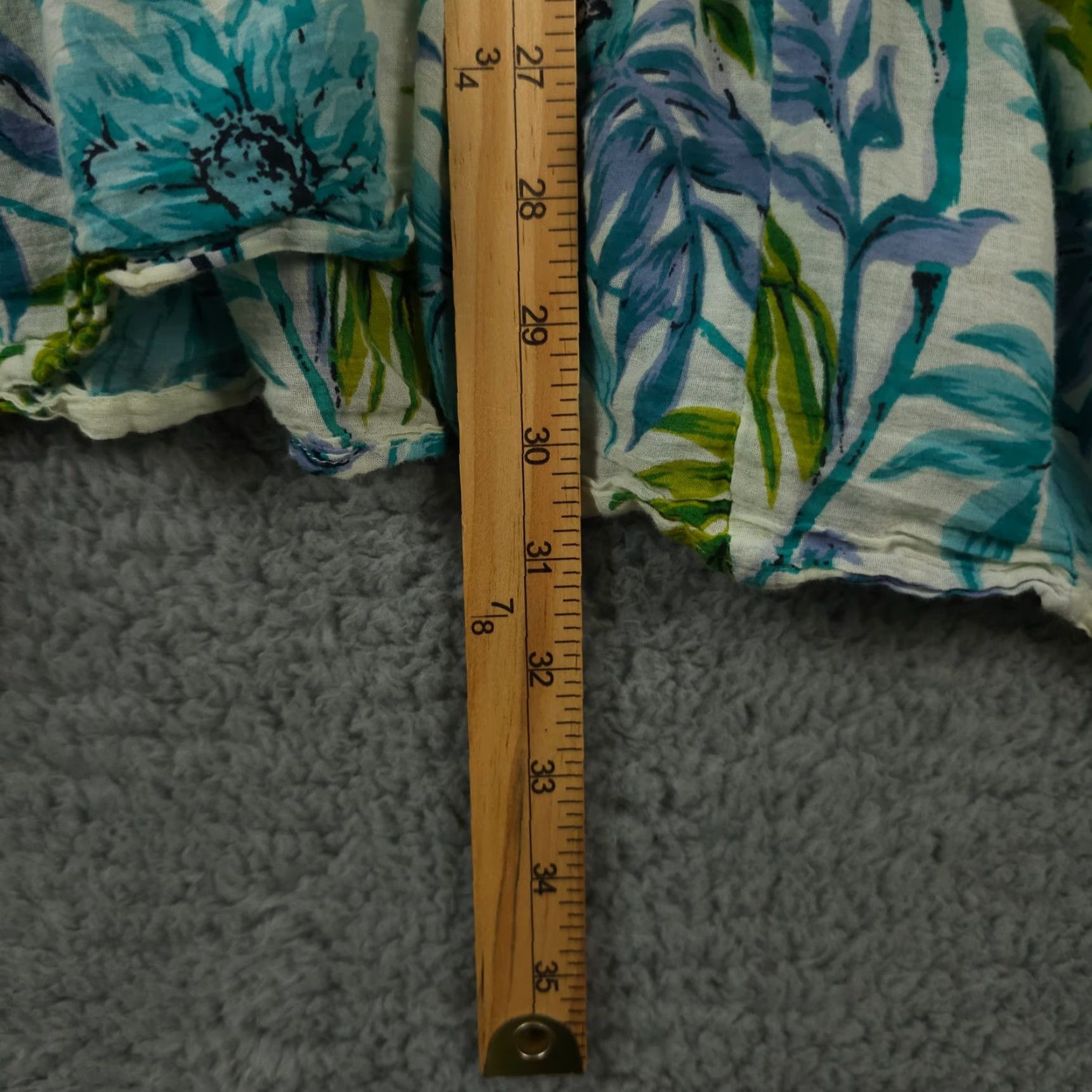 Anthropologie Z&L Cover Up Womens OS Blue Green Leaf Print Pullover Kaftan Swim Anthropologie Size ONE SIZE - 7 Thumbnail
