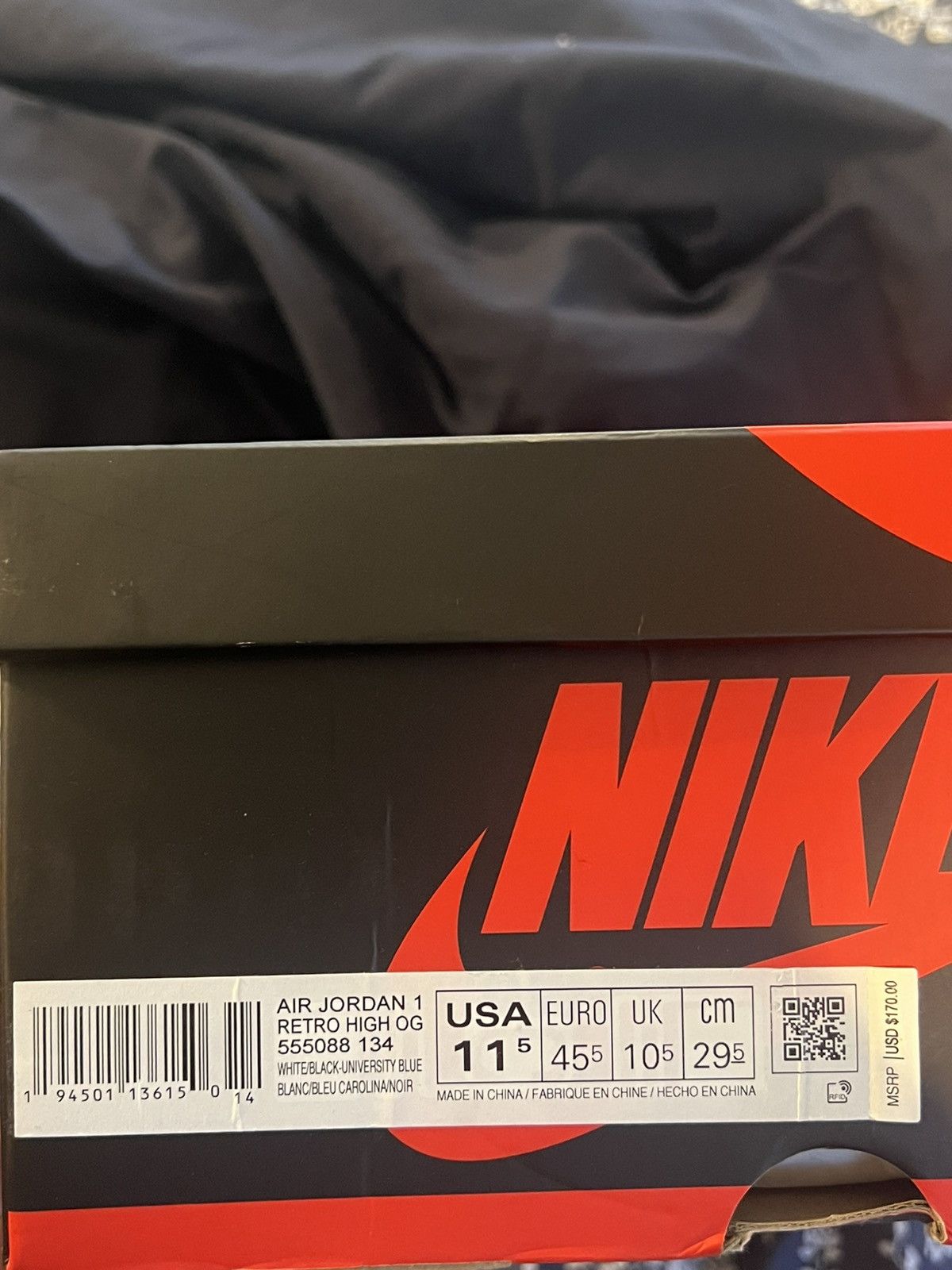 Nike Jordan 1 Retro High OG University Blue Size US 11.5 / EU 44-45 - 7 Thumbnail