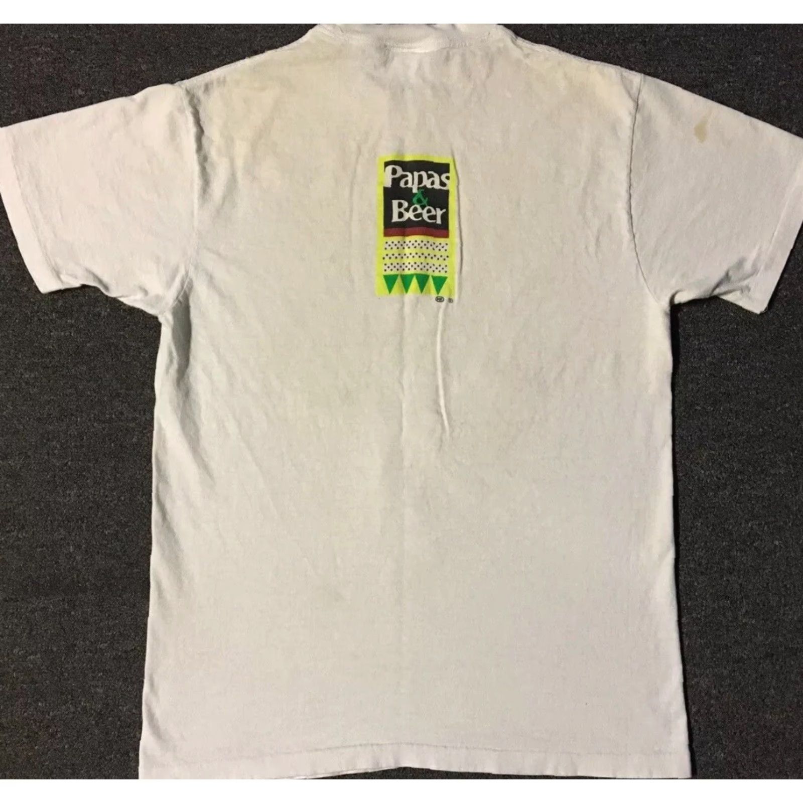 Vintage VINTAGE Papas & Beer Shirt M White Bar Beach Grunge 90s Single Stitch Mens USA Distressed Surf Funny 80s Size US M / EU 48-50 / 2 - 2 Thumbnail