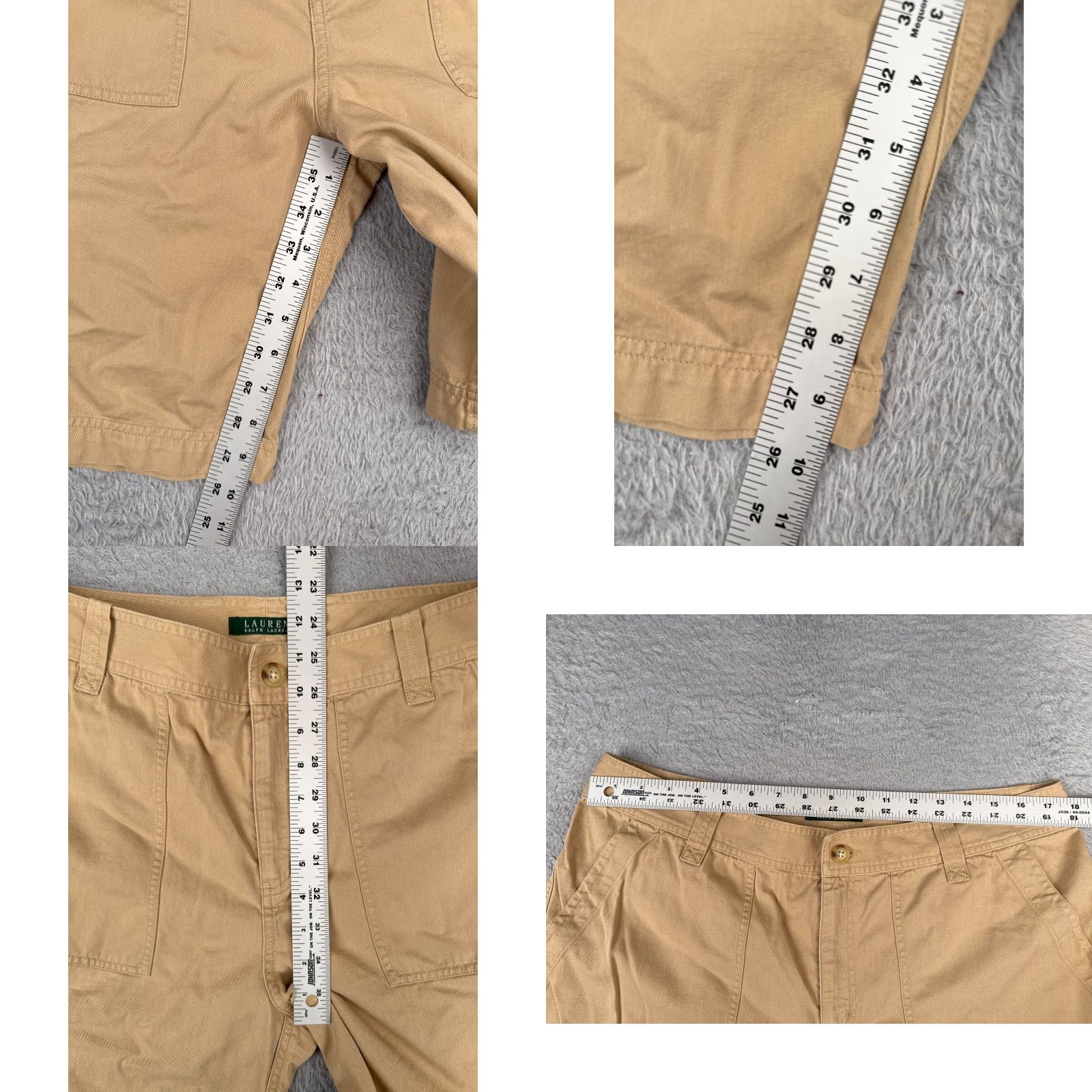 Ralph Lauren VINTAGE Lauren Ralph Lauren Shorts Womens 14 Beige Cargo LRL Cotton Rayon Blend Size 36" / US 14 / IT 50 - 8 Thumbnail
