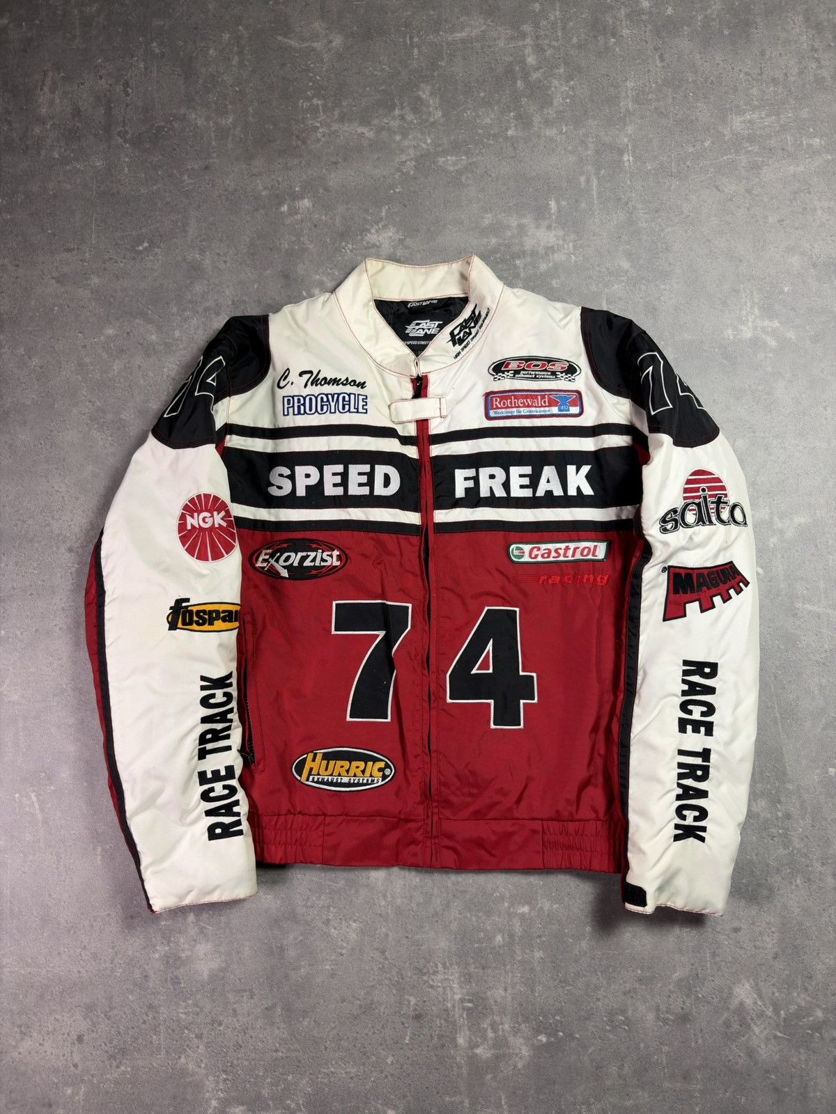 NASCAR Vintage Speed Freak #74 Fast Lane Nascar Racing Moto Jacket Size US XL / EU 56 / 4 - 1 Thumbnail