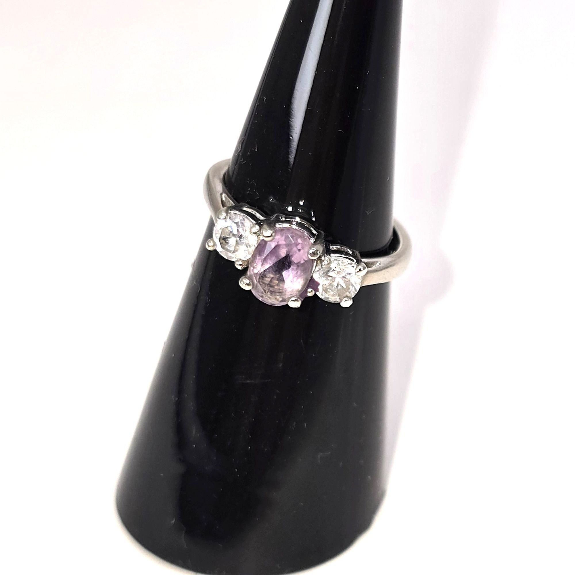 Other Amethyst & White Topaz Sterling Silver Ring Size 5.75 Elegan Size ONE SIZE - 12 Thumbnail