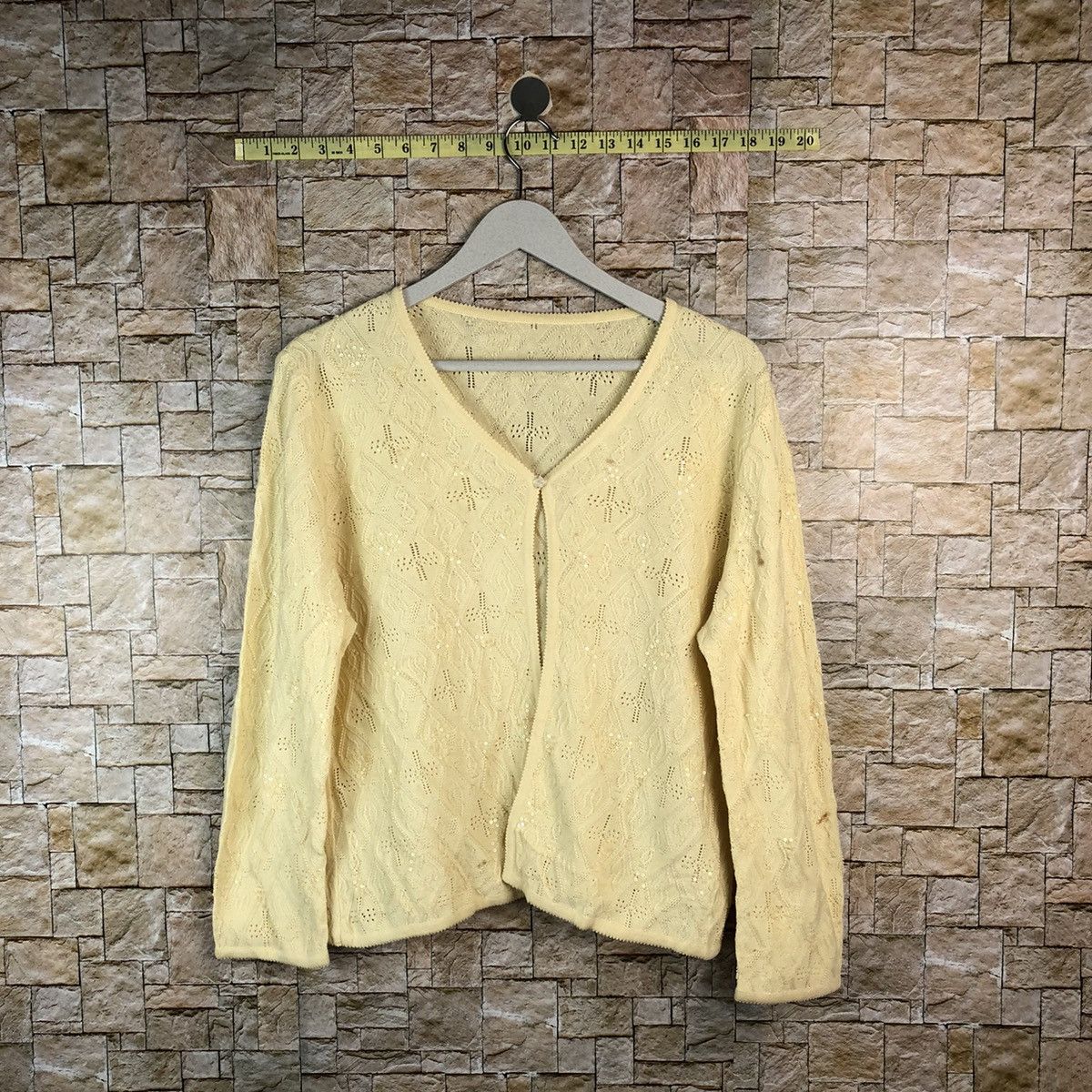Homespun Knitwear × Japanese Brand Leilion Brown Cardigan vintage crochet Knitwear #A1202 Size M / US 6-8 / IT 42-44 - 1 Thumbnail