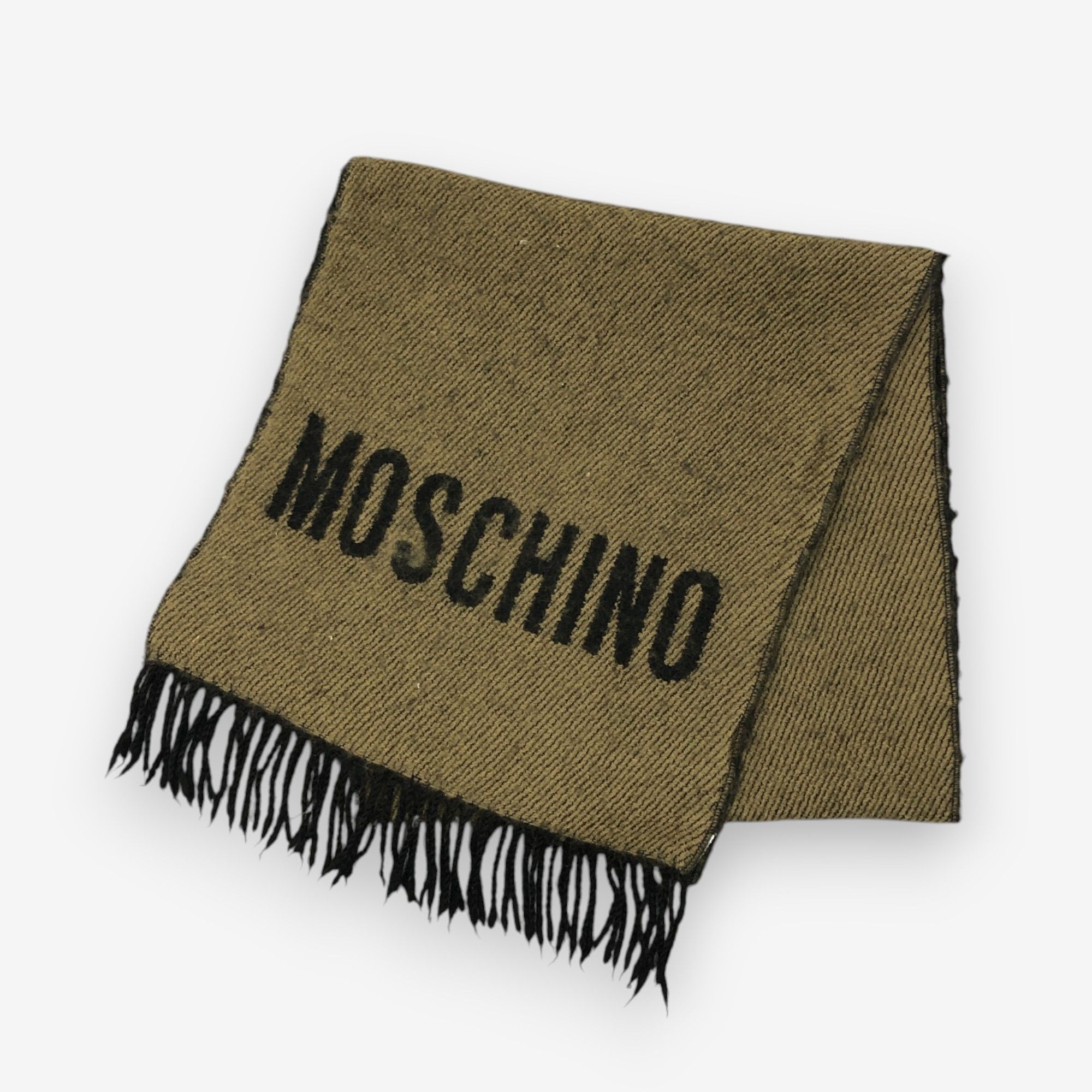 Japanese Brand Vintage Moschino Scarf Muffler Wool Winter Fringe Scarves Size ONE SIZE - 3 Thumbnail