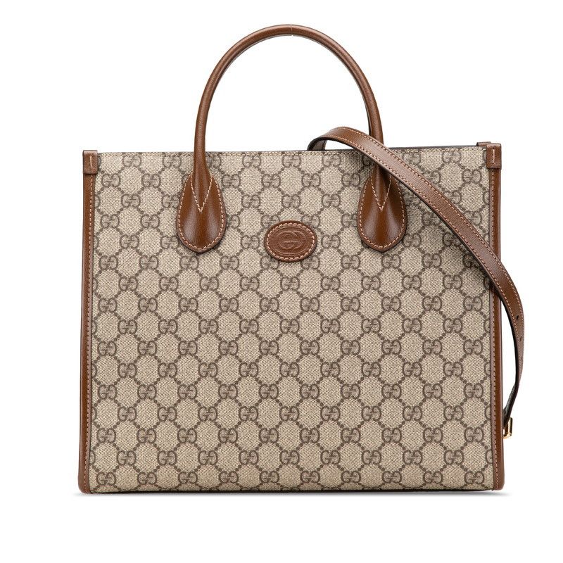 Gucci Gucci GG Supreme Pvc 2Way Bag Leather Shoulder Bag 659998 in Beige, Women's