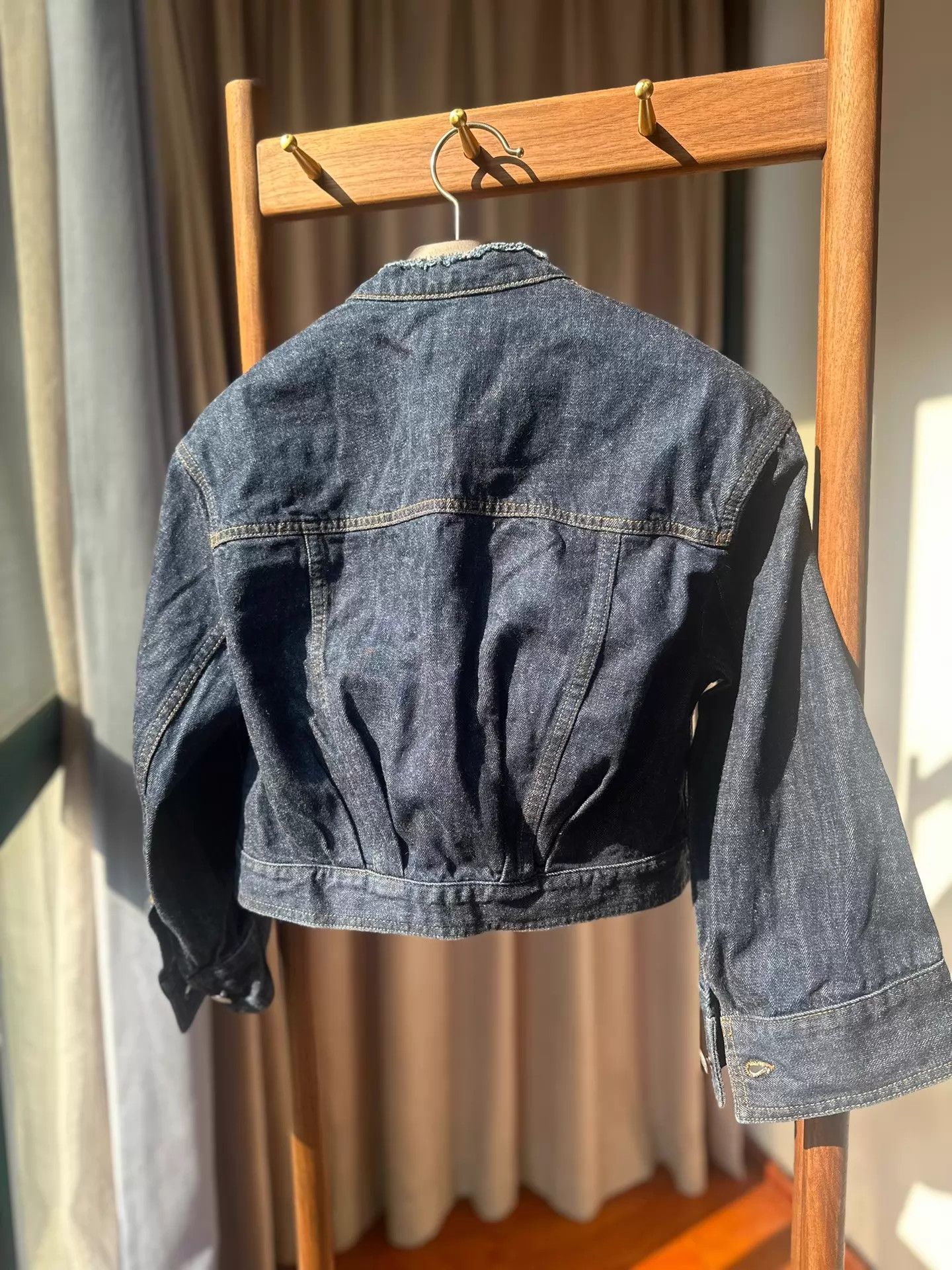 Dries Van Noten DVN Denim Cropped Jacket 34 Wide Cuffs Back Cinched Size XXS / US 00 / IT 34 - 5 Thumbnail